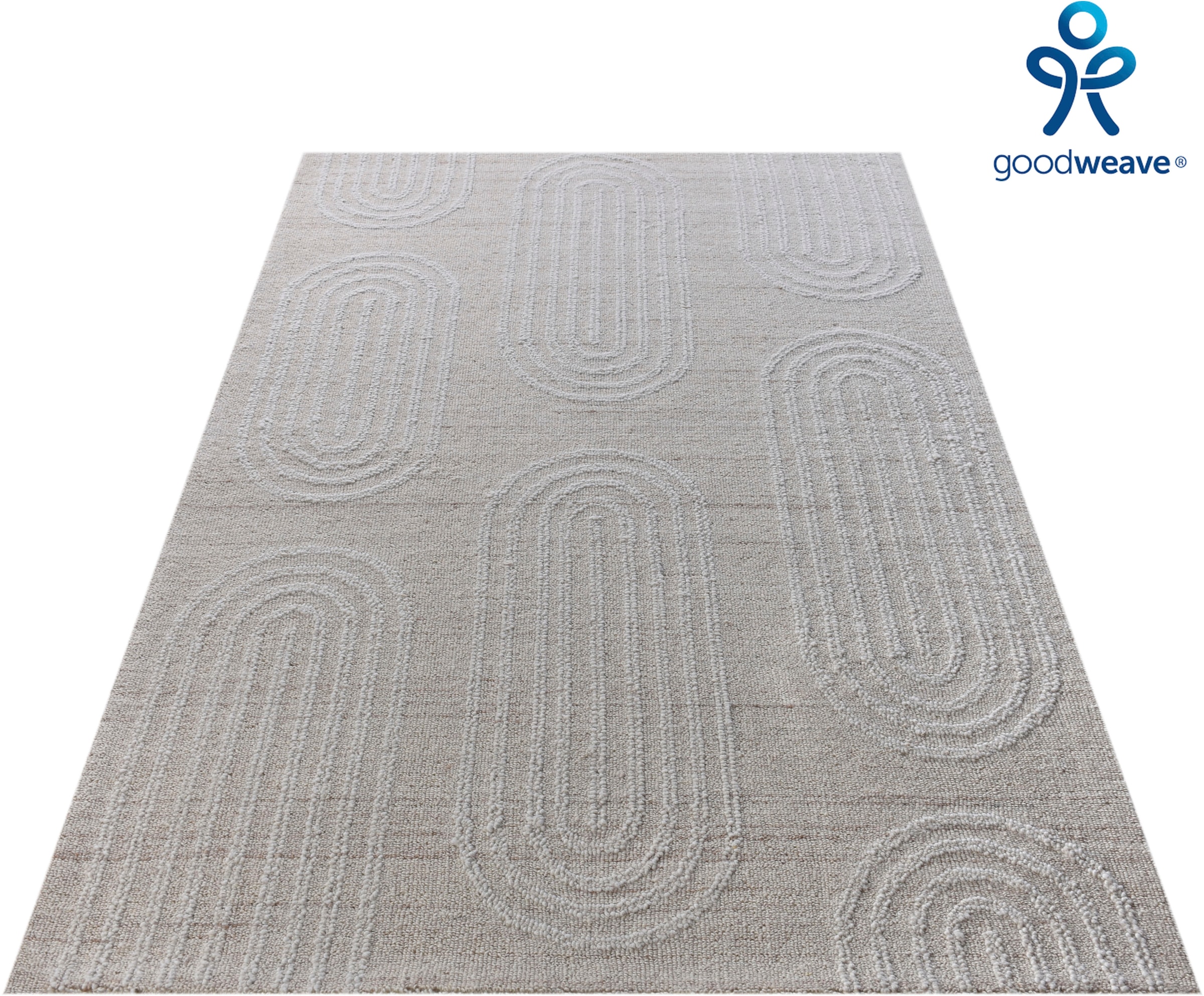 my home Wollteppich »Boras, handgefertigt, Wolle, Hoch-Tief-Struktur,« rechteckig 11 mm Höhe einfarbig, Wolle, Teppich, Wohnzimmer, Schlafzimmer, Esszimmer