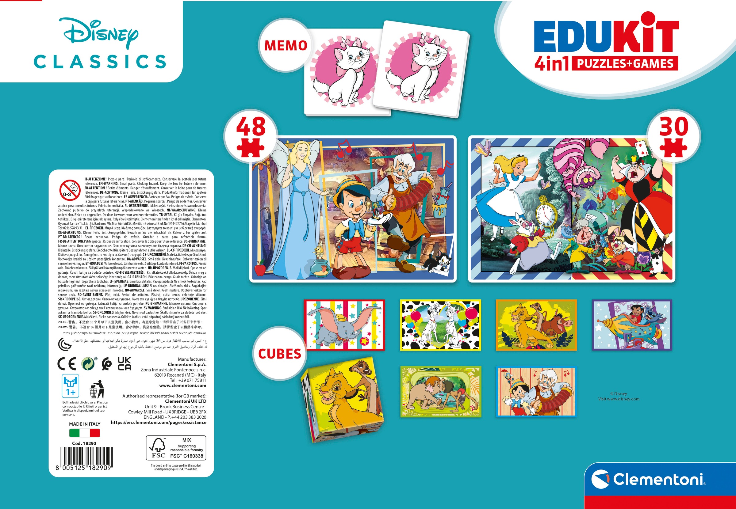 Clementoni® Puzzle »Edukit, 4n1, Disney Classics«, Made in Europe