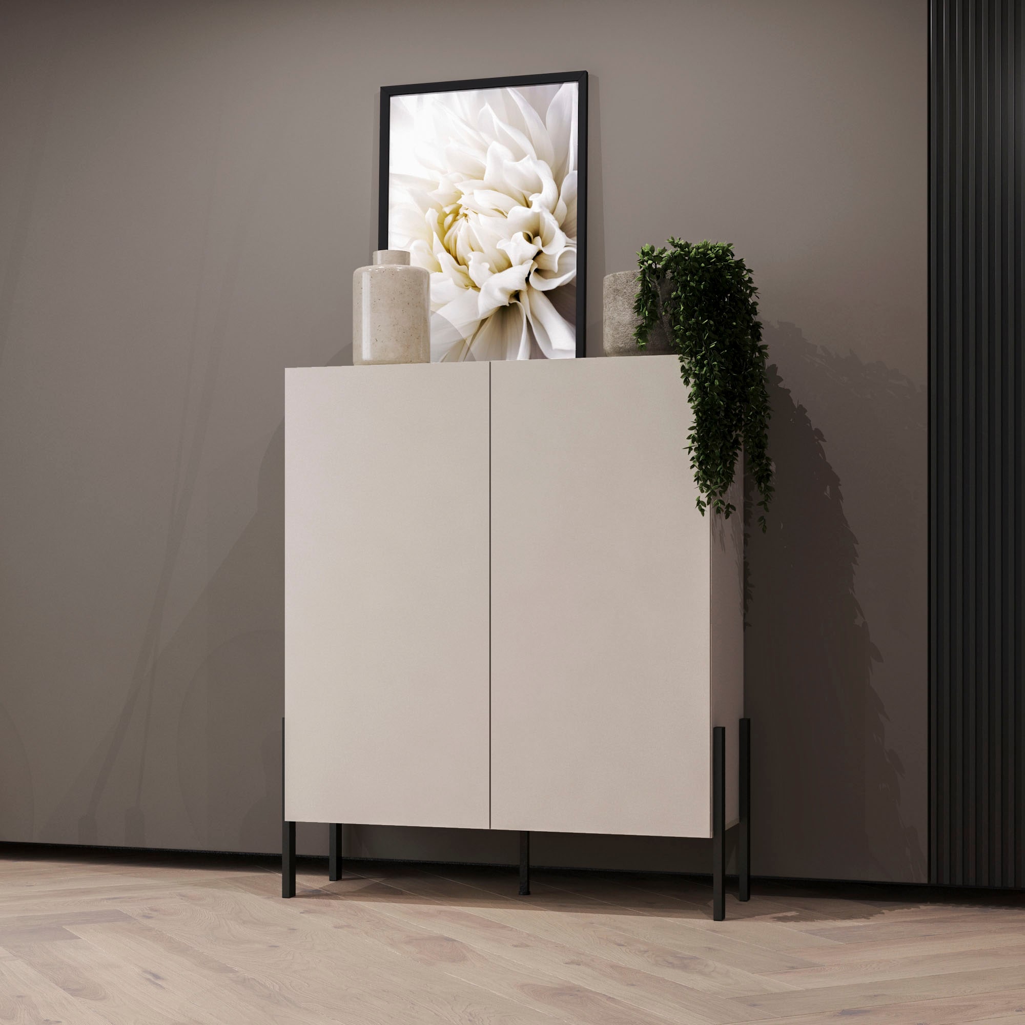 INOSIGN Kommode »Jukon, Breite 110 cm, moderne grifflose Hochschrank, 2Türen«, Highboard mit viel Stauraum, push-to-open-Funktion