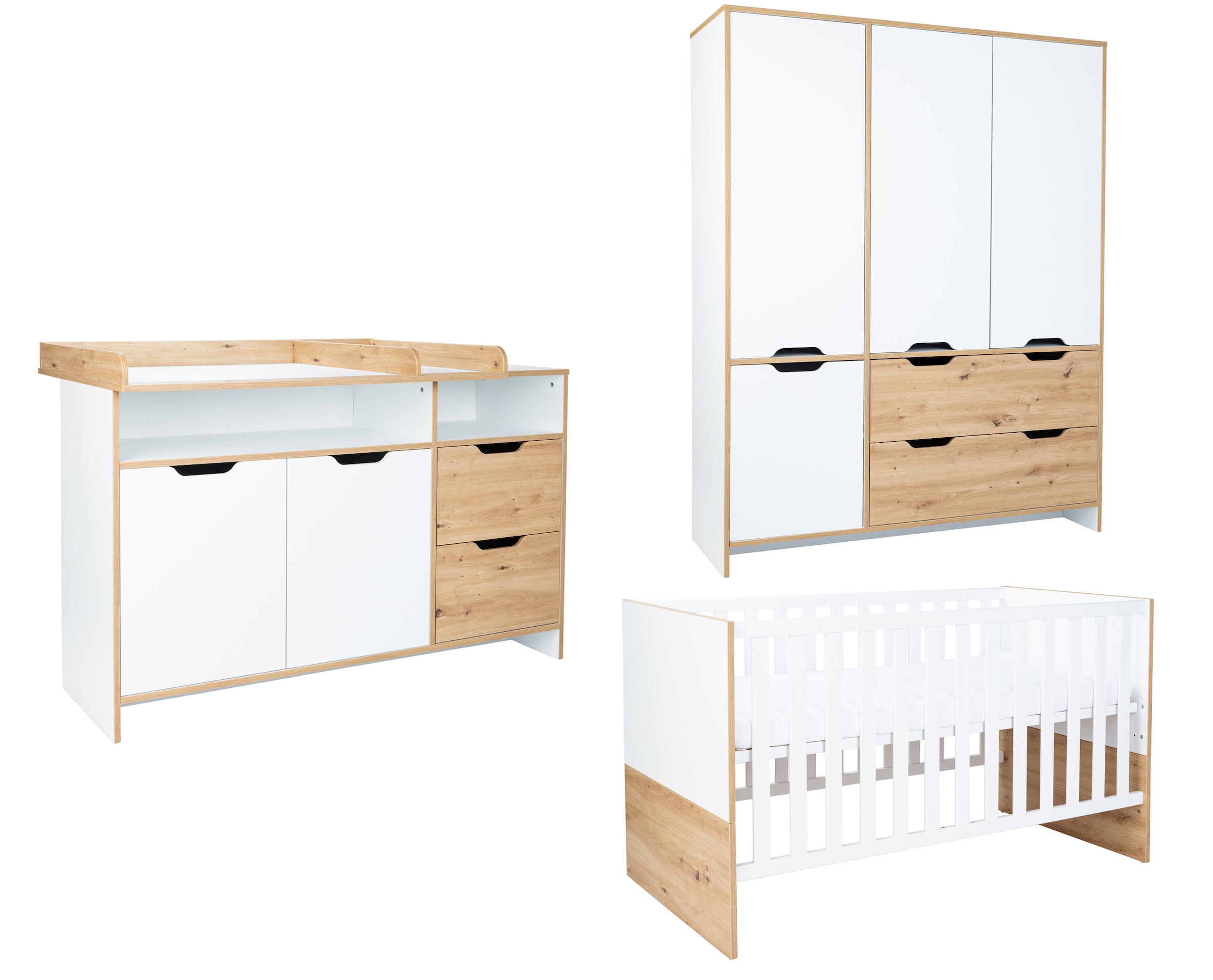 arthur berndt Babymöbel-Set »Babyzimmer Set »Maxim« 3-teilig«, (Set, 3 tlg., Babymöbel-Set »Maxim«),...