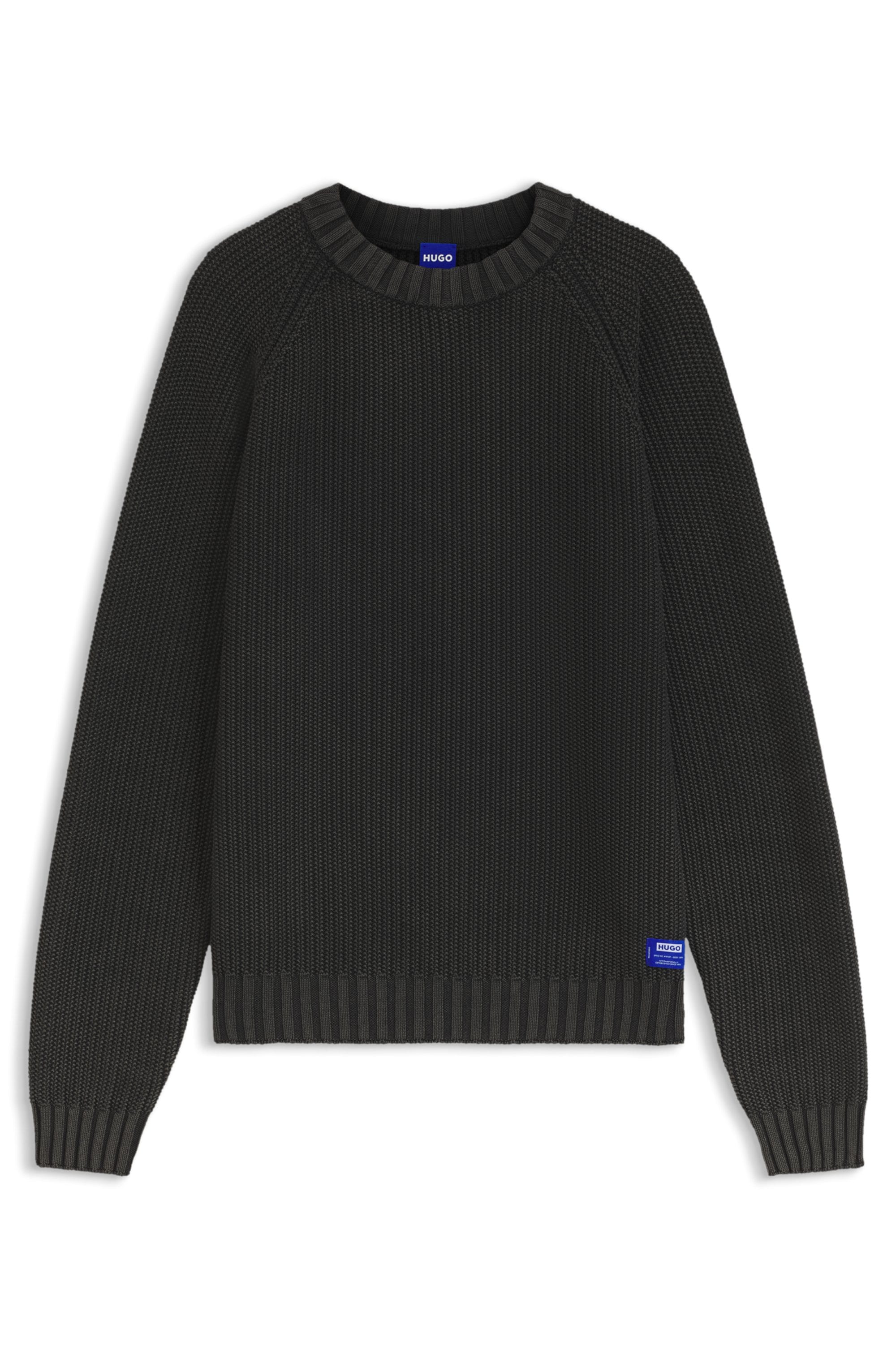 HUGO Strickpullover »Sondye« Strukturierter Rippenstrick aus reiner Baumwolle, Relaxed Fit