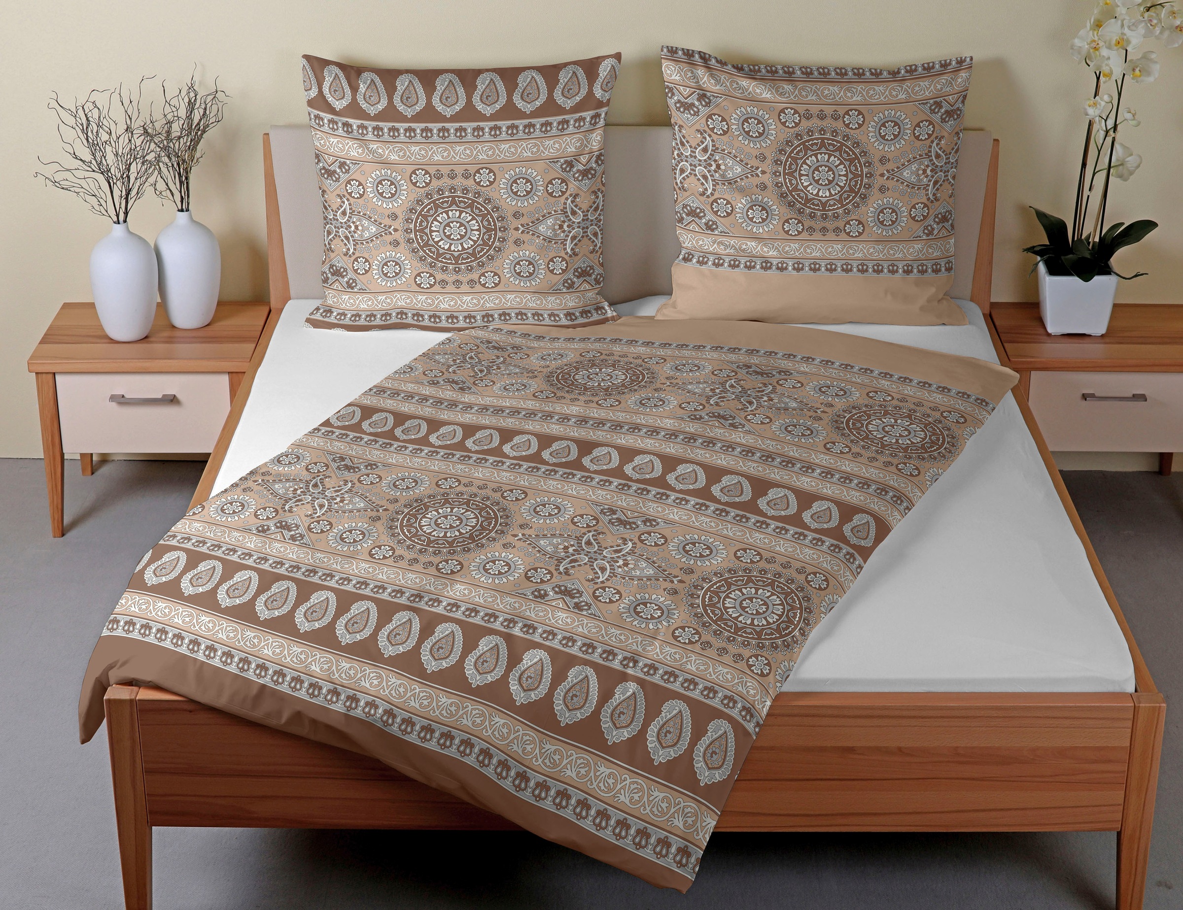CASATEX Bettwäsche »Lavinia in Biber (Flanell) Qualität, 100% Baumwolle, Bett- und Kopfkissenbezug mit Reißverschluss, wärmende Winterbettwäsche, ganzjährig einsetzbar«, (2 tlg.)