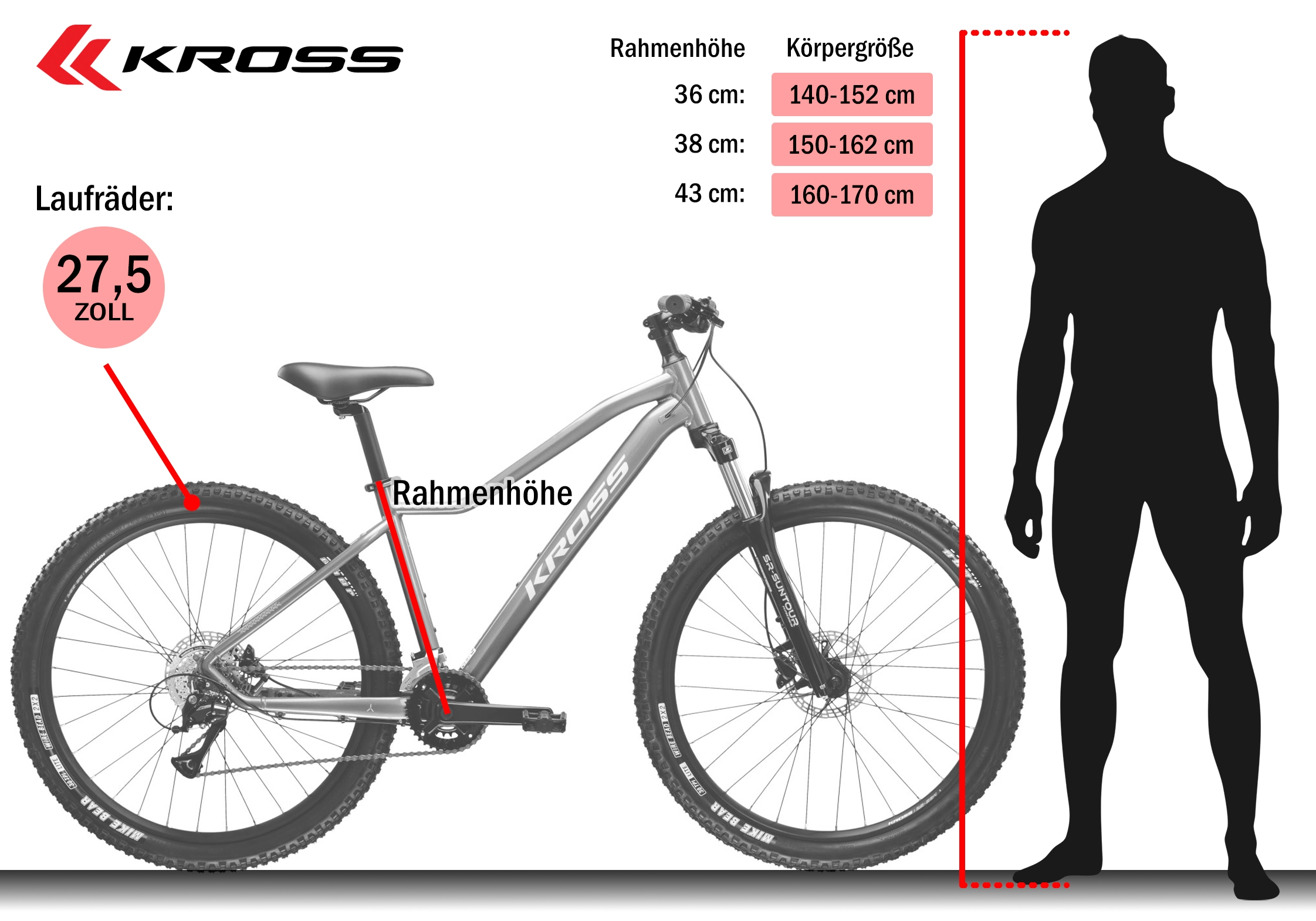 Kross Mountainbike »Damen Hardtail Lea 4.0« 16 Gang Shimano ACERA M3020 Schaltwerk Kettenschaltung