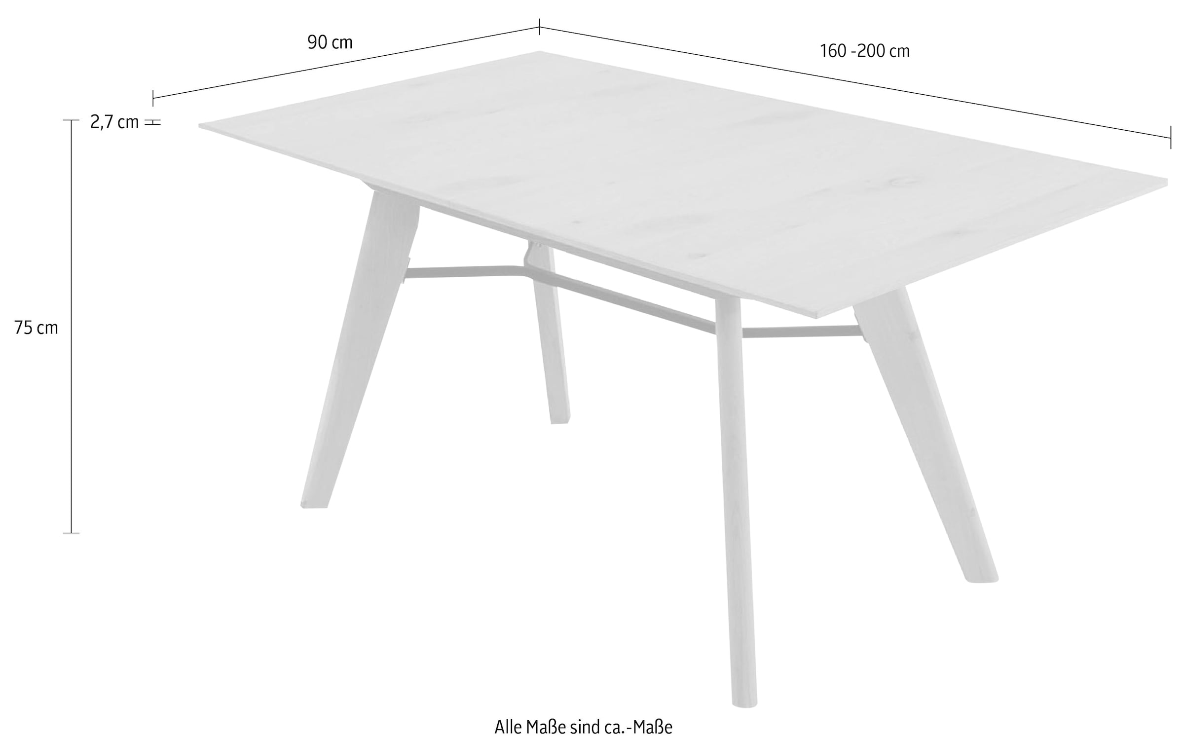 K+W Komfort & Wohnen Esstisch »Giacomo IV«, in Asteiche bianco furniert, 2 Größen auswählbar, mit Synchronauszug