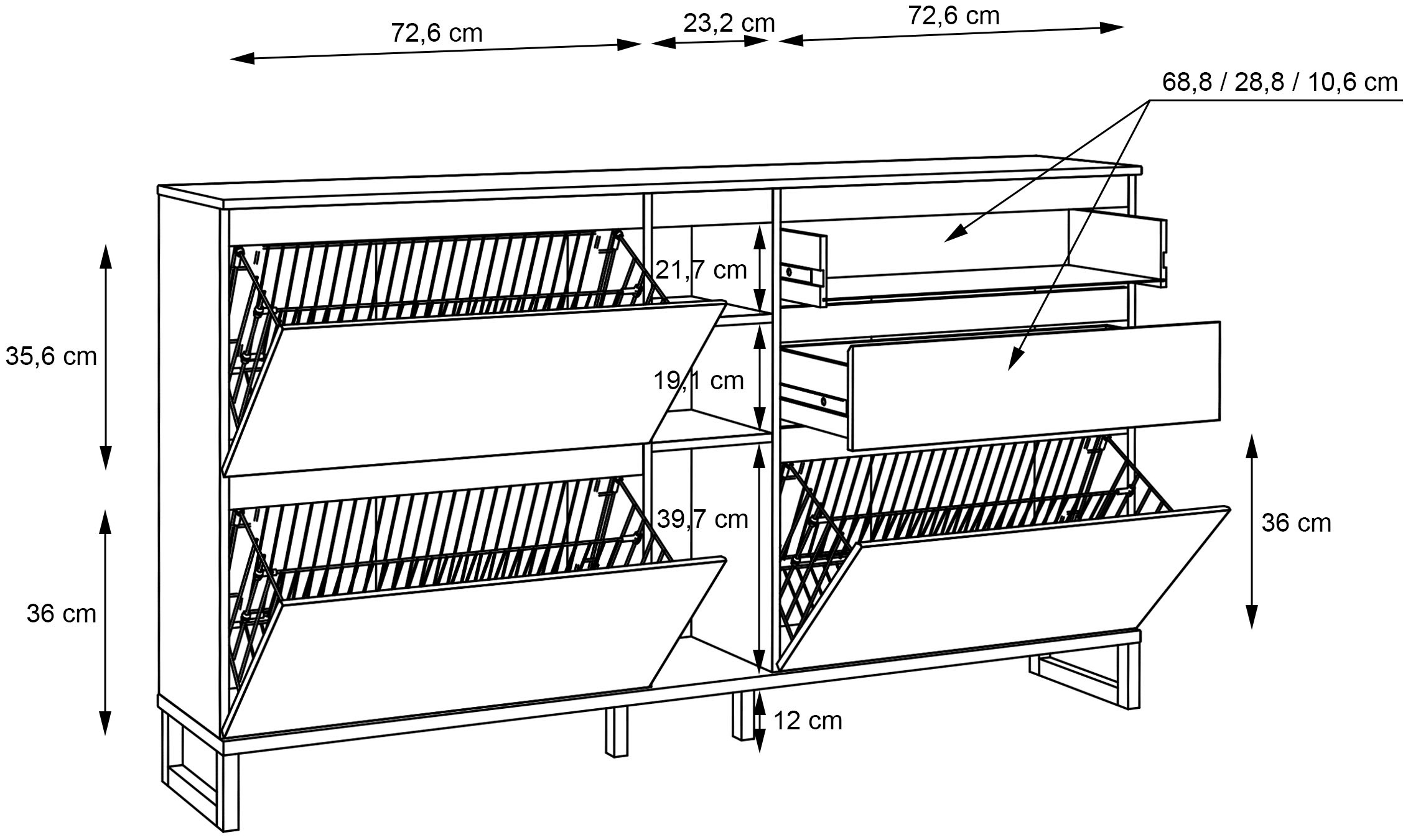 FORTE Schuhschrank »Quayle«, Schuhkipper, Breite 174,8cm