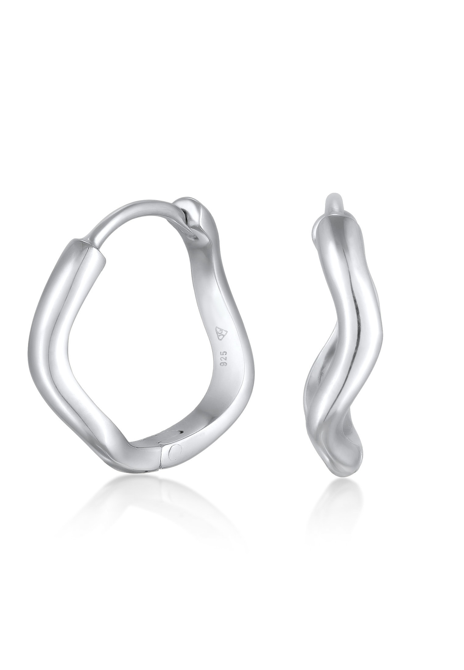 Elli Paar Creolen »Ohrringe Creolen Wellen Wave Design 925 Silber vergoldet«