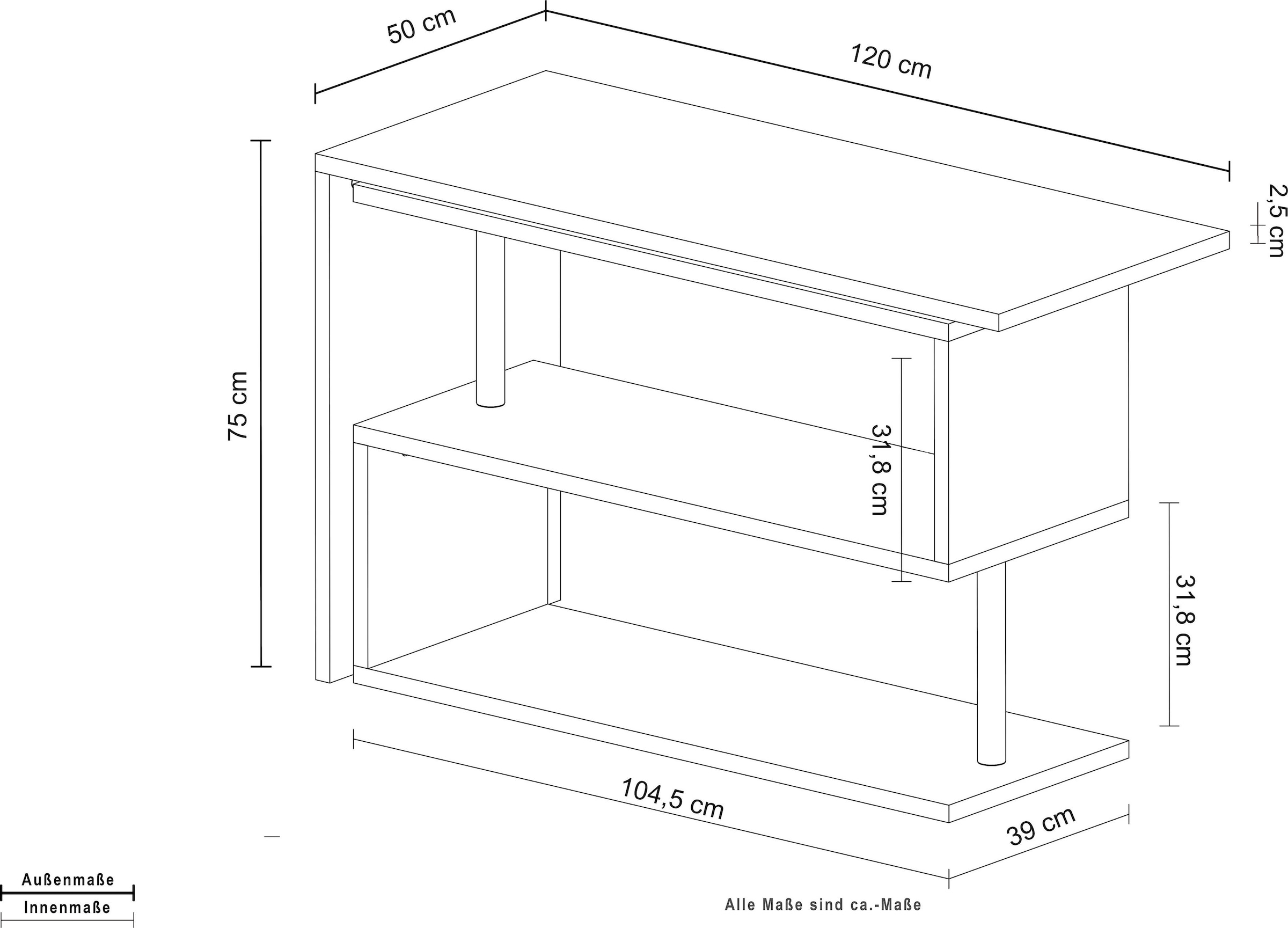 INOSIGN Schreibtisch »Volta, Made in Italy« multifunktional - als Computertisch, Eckschreibtisch oder Sideboard