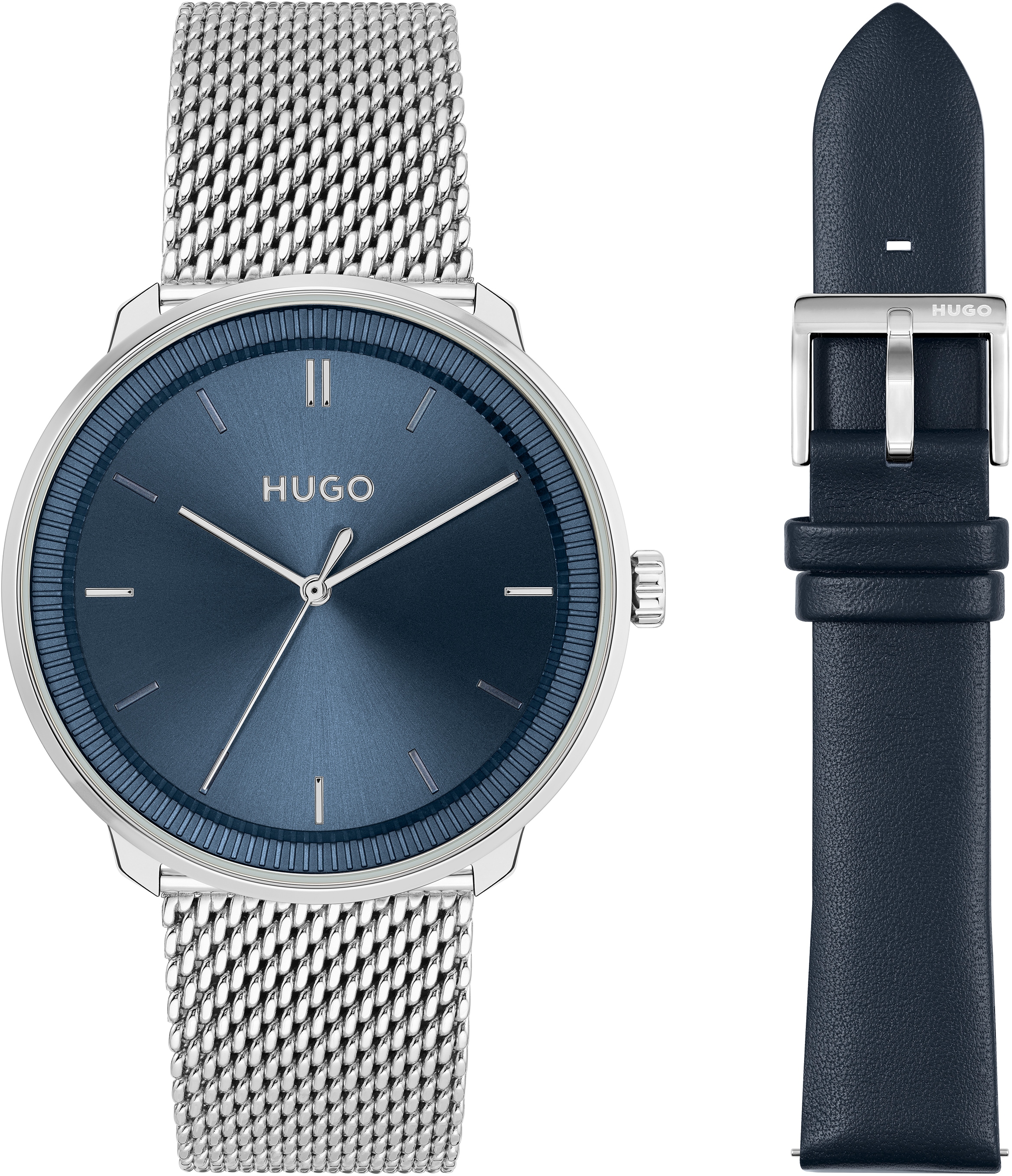 HUGO Quarzuhr »#FLUID, auch als Geschenk Uhr mit (Set, ♕ bei 2 Wechselband), 1520025«, ideal tlg