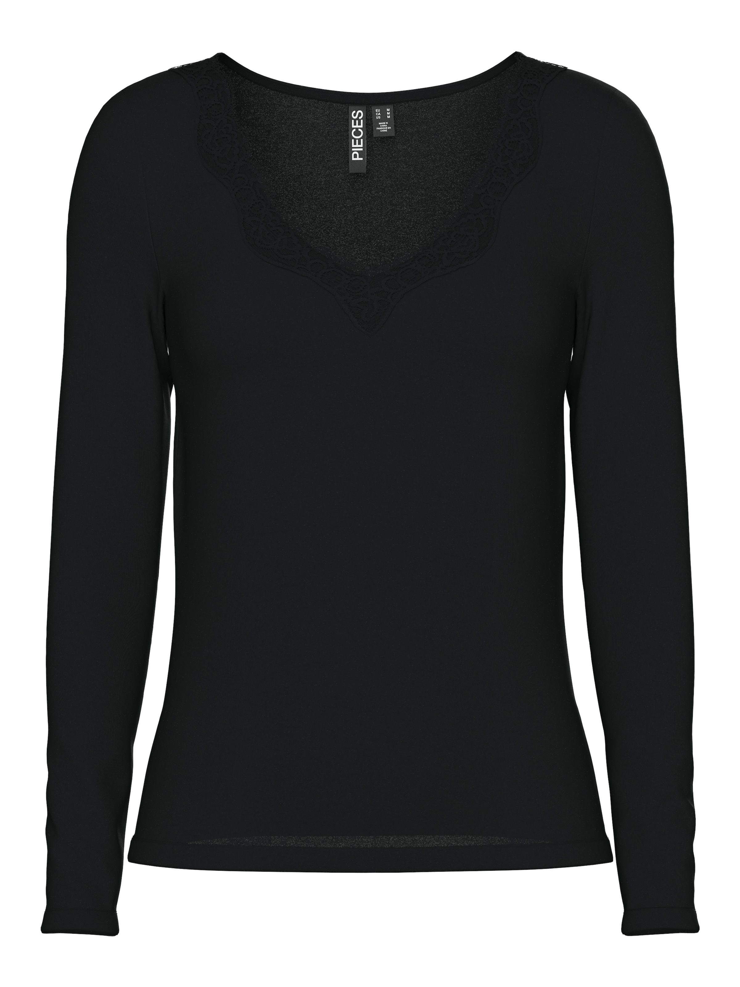 pieces V-Shirt »PCBARBERA LS LACE TOP NOOS BC«