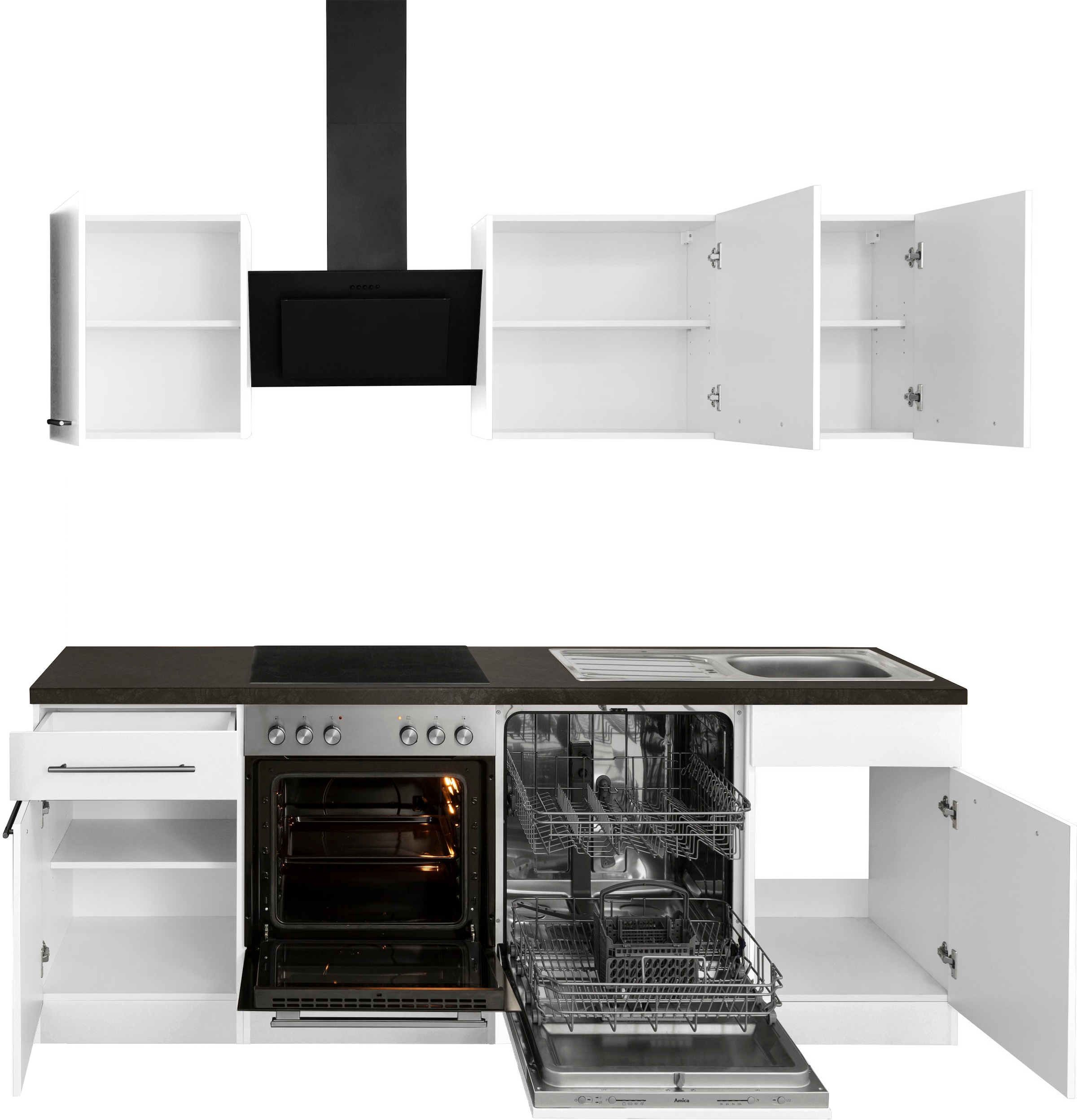 wiho Küchen Küchenzeile »Unna« mit E-Geräten, Breite 220 cm