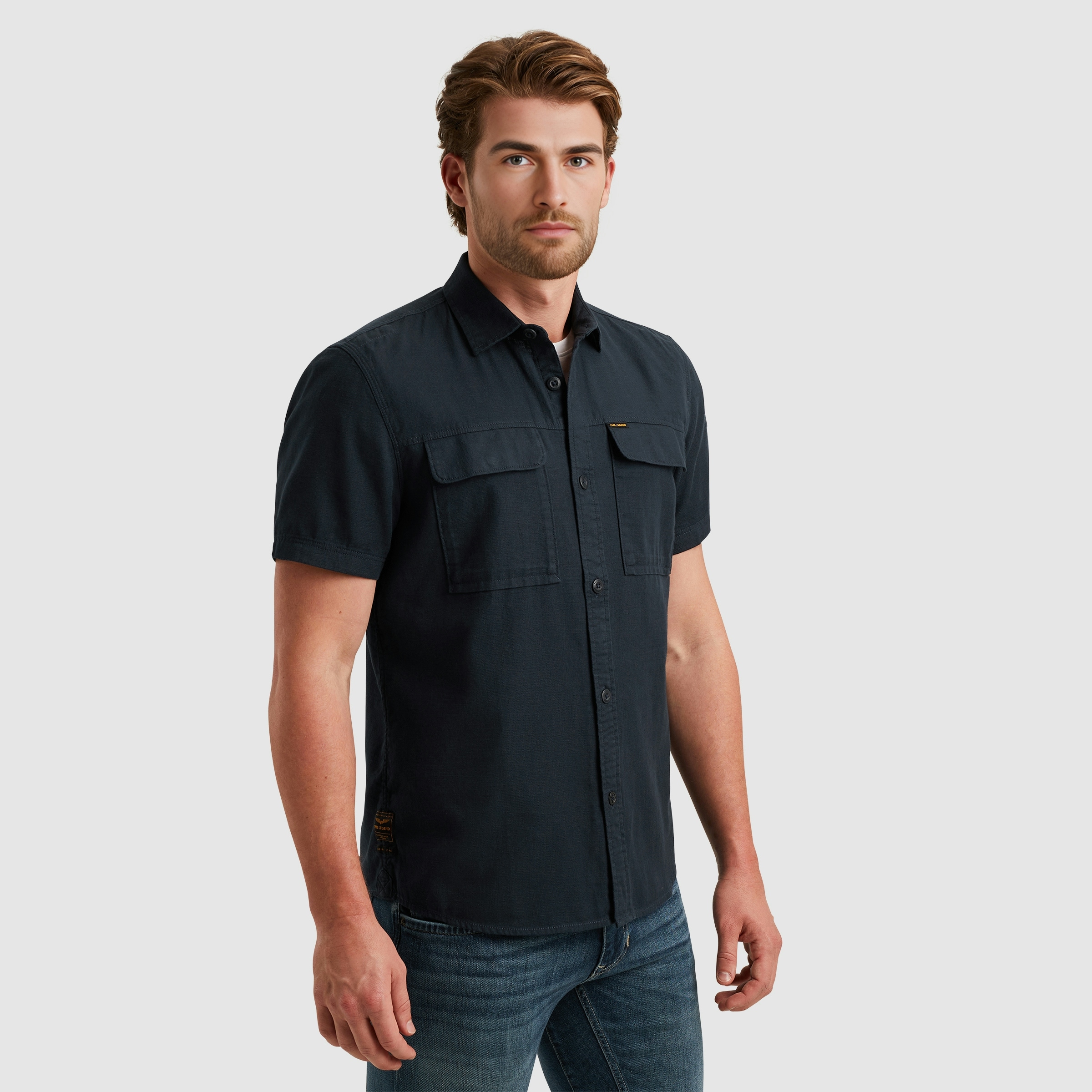 PME LEGEND Kurzarmhemd mit Kent Kragen