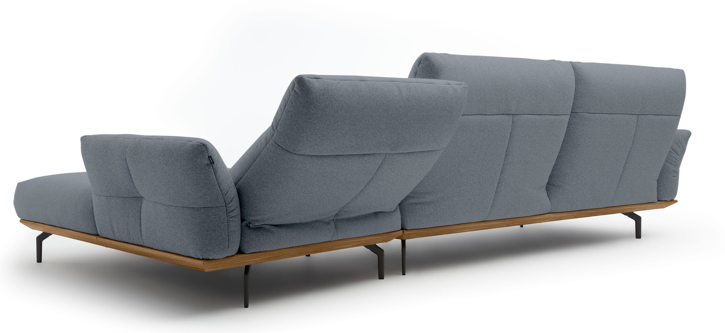Creation BY ROLF BENZ Ecksofa »CR.460«, Sockel in Nussbaum, Winkelfüße in Umbragrau, Breite 338 cm
