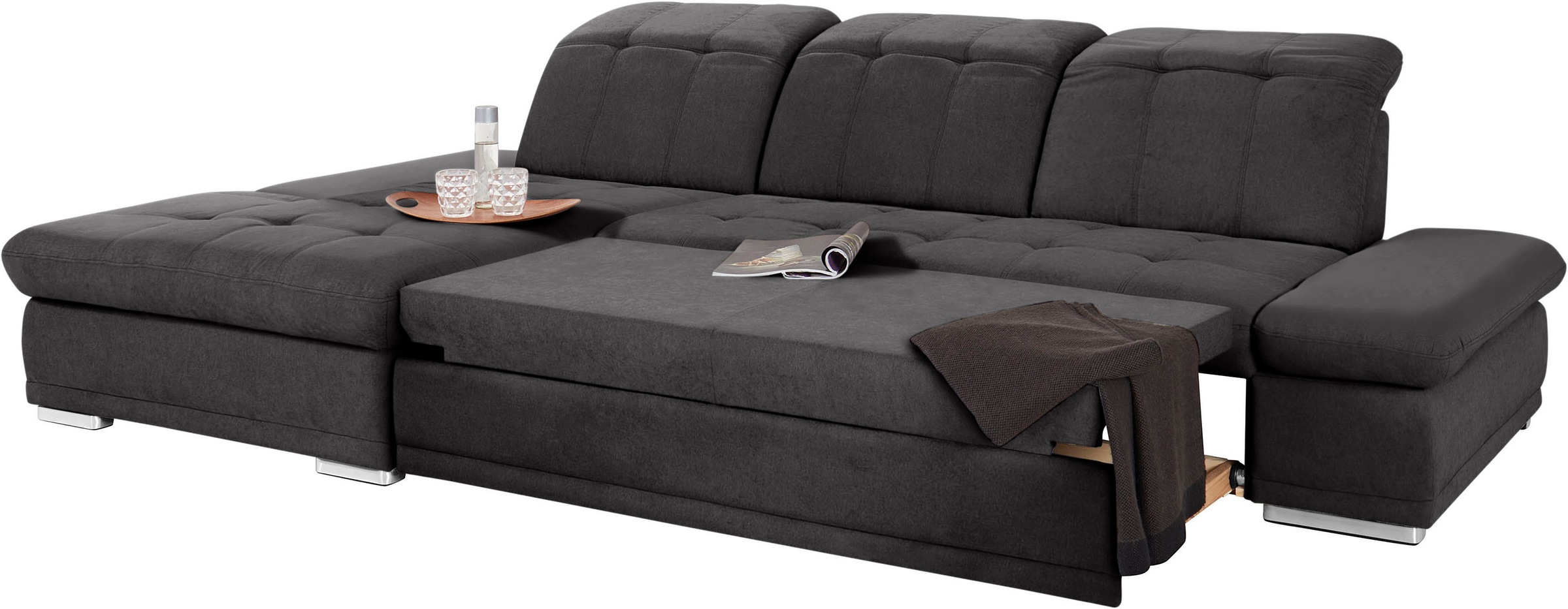 COTTA Ecksofa »Holiday L-Form mit Sitztiefen-, Armteil- und Kopfteilverstellung«, wahlweise mit Bettfunktion & Bettkasten