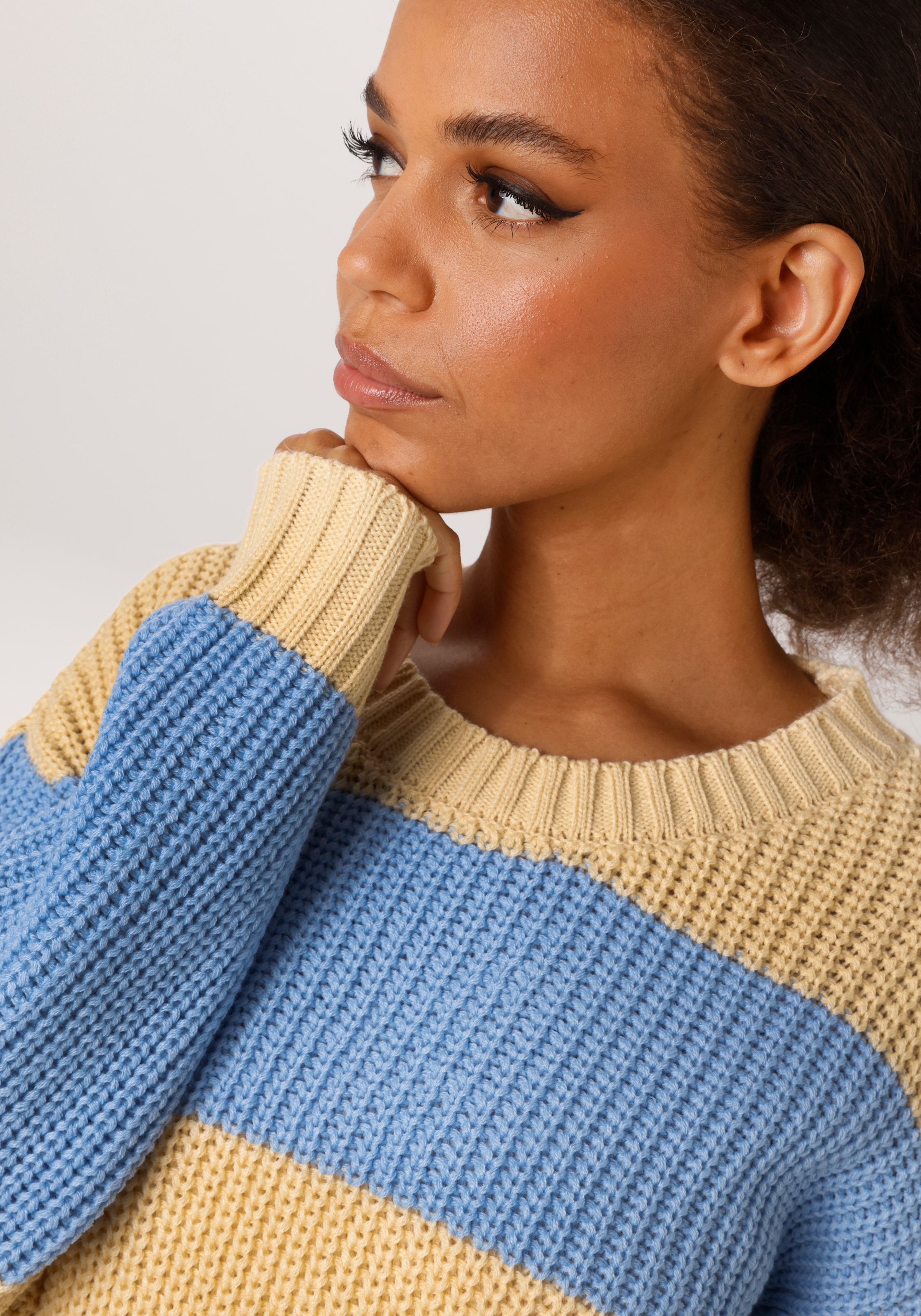 Aniston CASUAL Strickpullover im Colorblocking mit breiten Streifen - NEUE KOLLEKTION