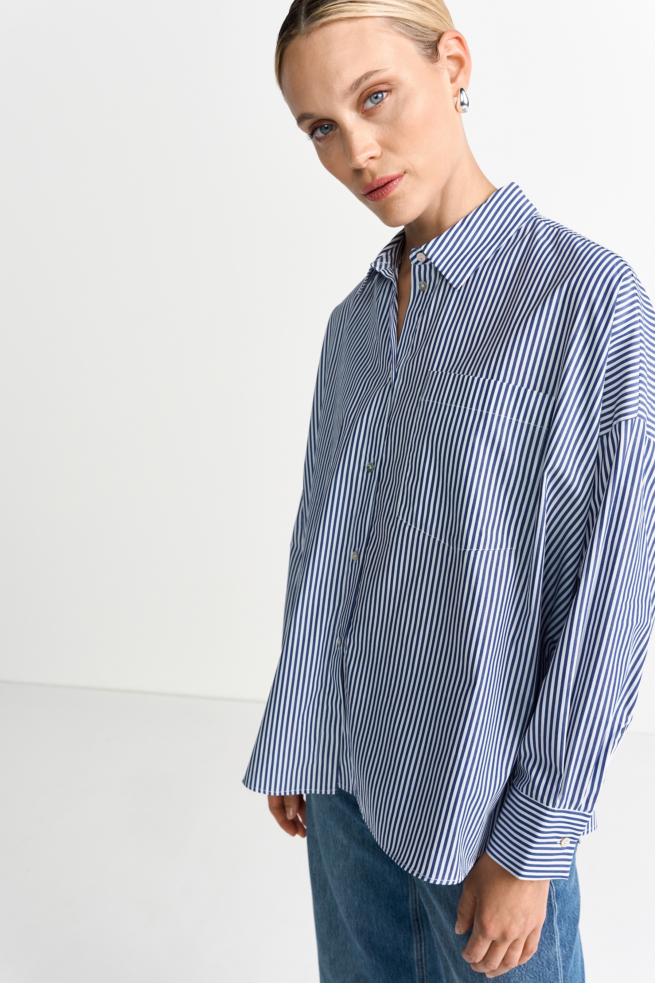 RICHROYAL Langarmbluse, oversized, gestreift