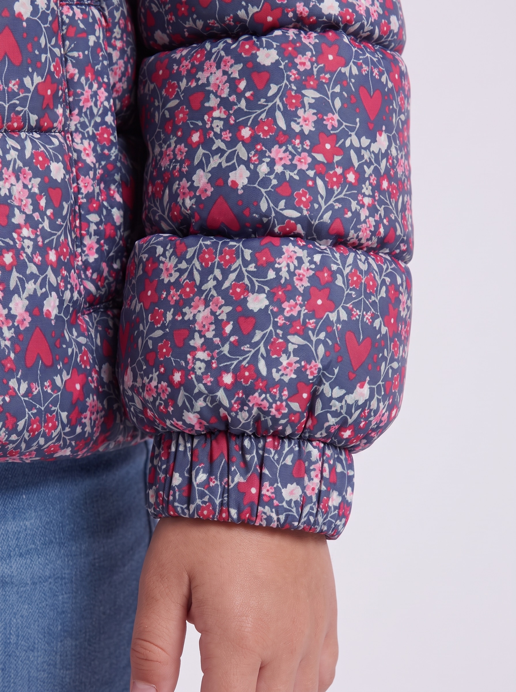 KIDS ONLY Steppjacke »KMGDALIA SHORT PUF AOP JACKET OTW NOOS« mit Kapuze Polyester