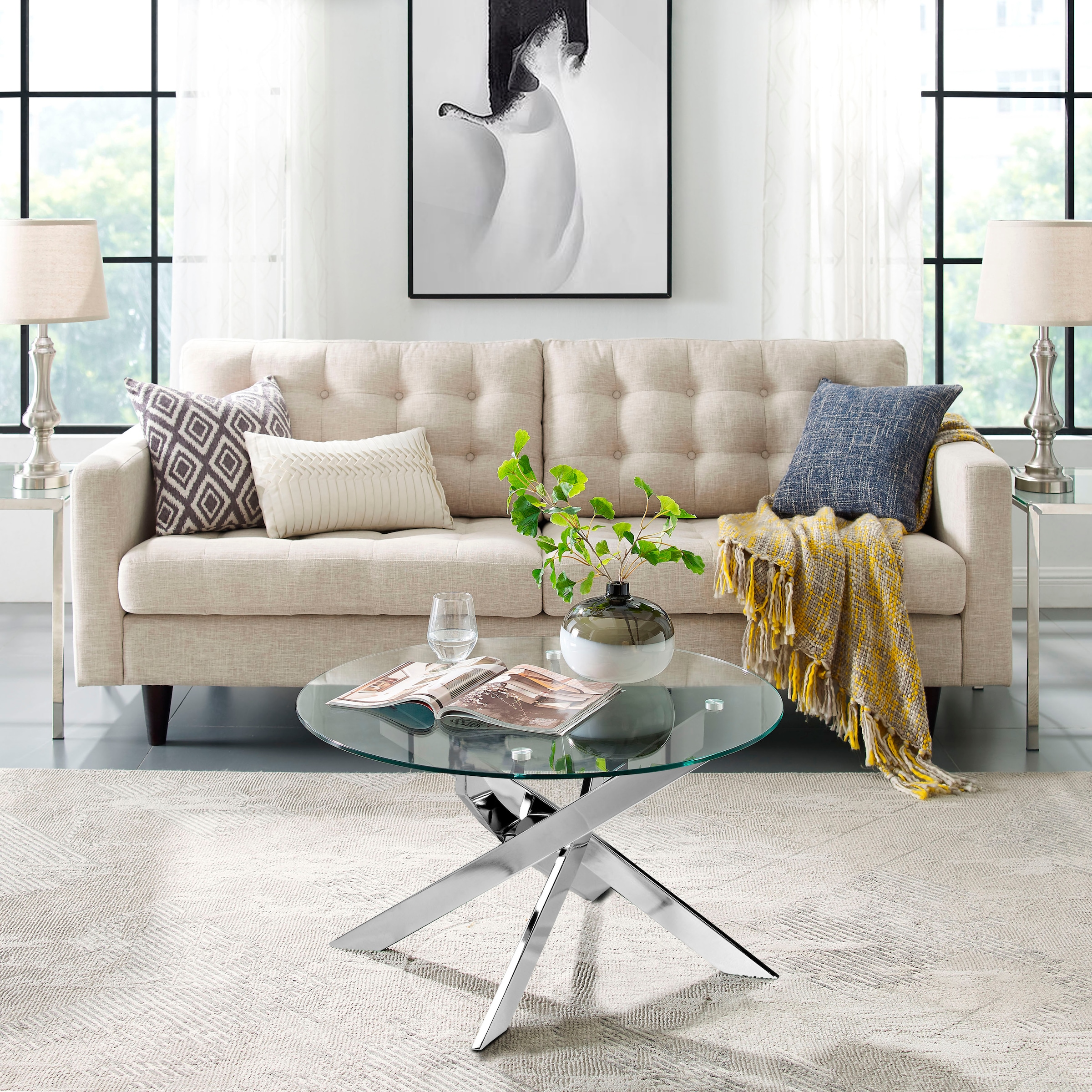 Leonique Couchtisch »Luzie, TOPSELLER!«, unterschiedliches Beingestell (in chrome und schwarz), Breite 80 cm