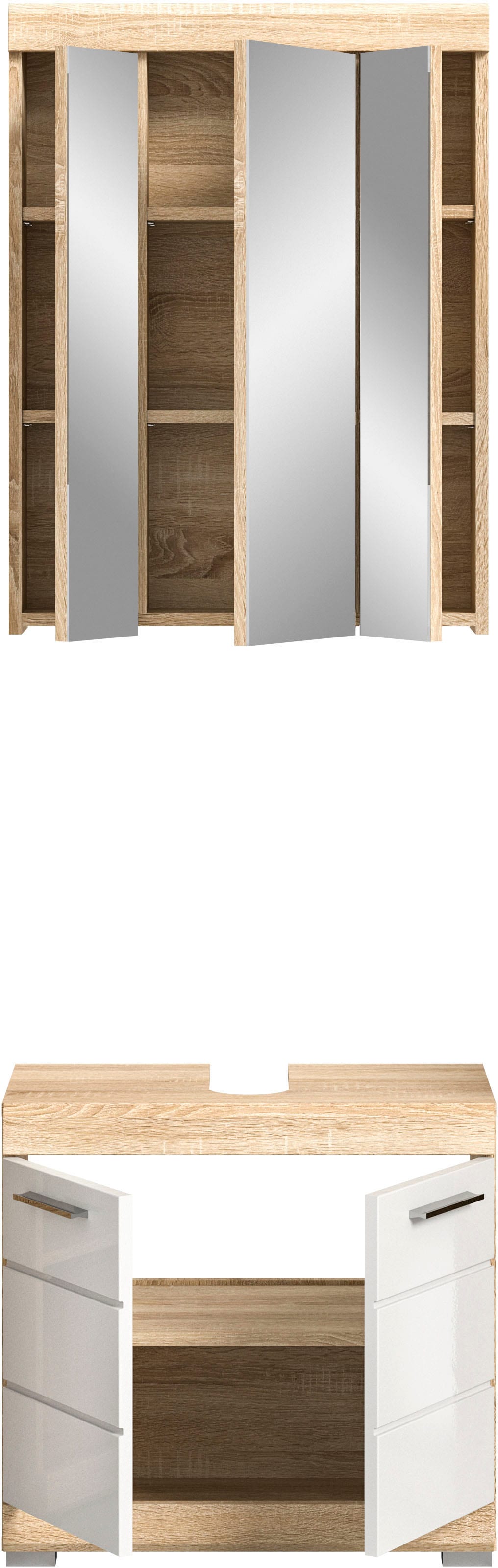 INOSIGN Badmöbel-Set »Siena, 2 tlg., bestehend aus: Waschbeckenunterschrank, Spiegelschrank«, (Set, 2 St.), in verschiedenen Farben erhältlich, Badmöbel, Kombination, Badezimmer