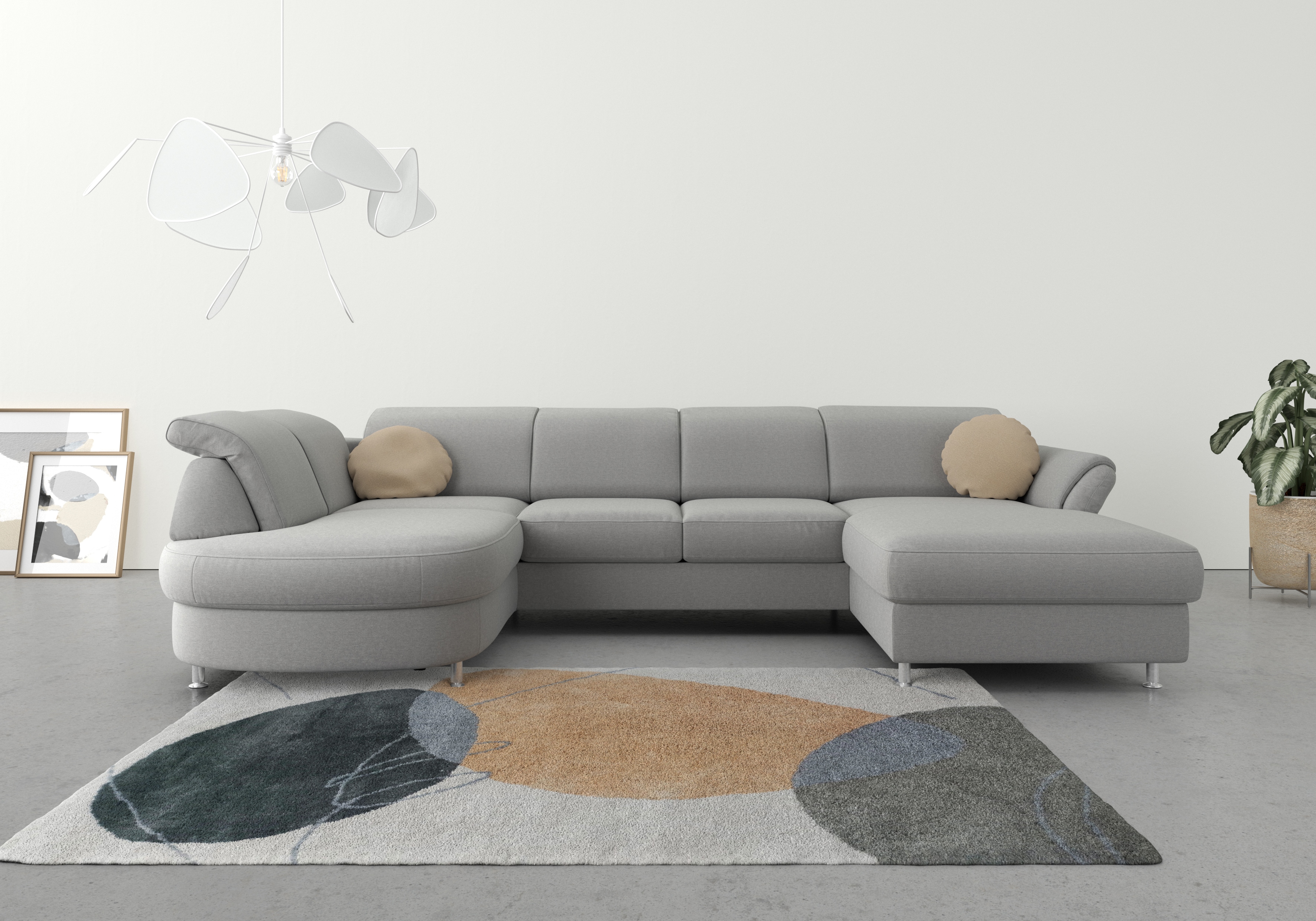sit&more Wohnlandschaft "Apulia U-Form" wahlweise Schlaffunktion, Bettkasten und Kopf- und Armteilverstellung