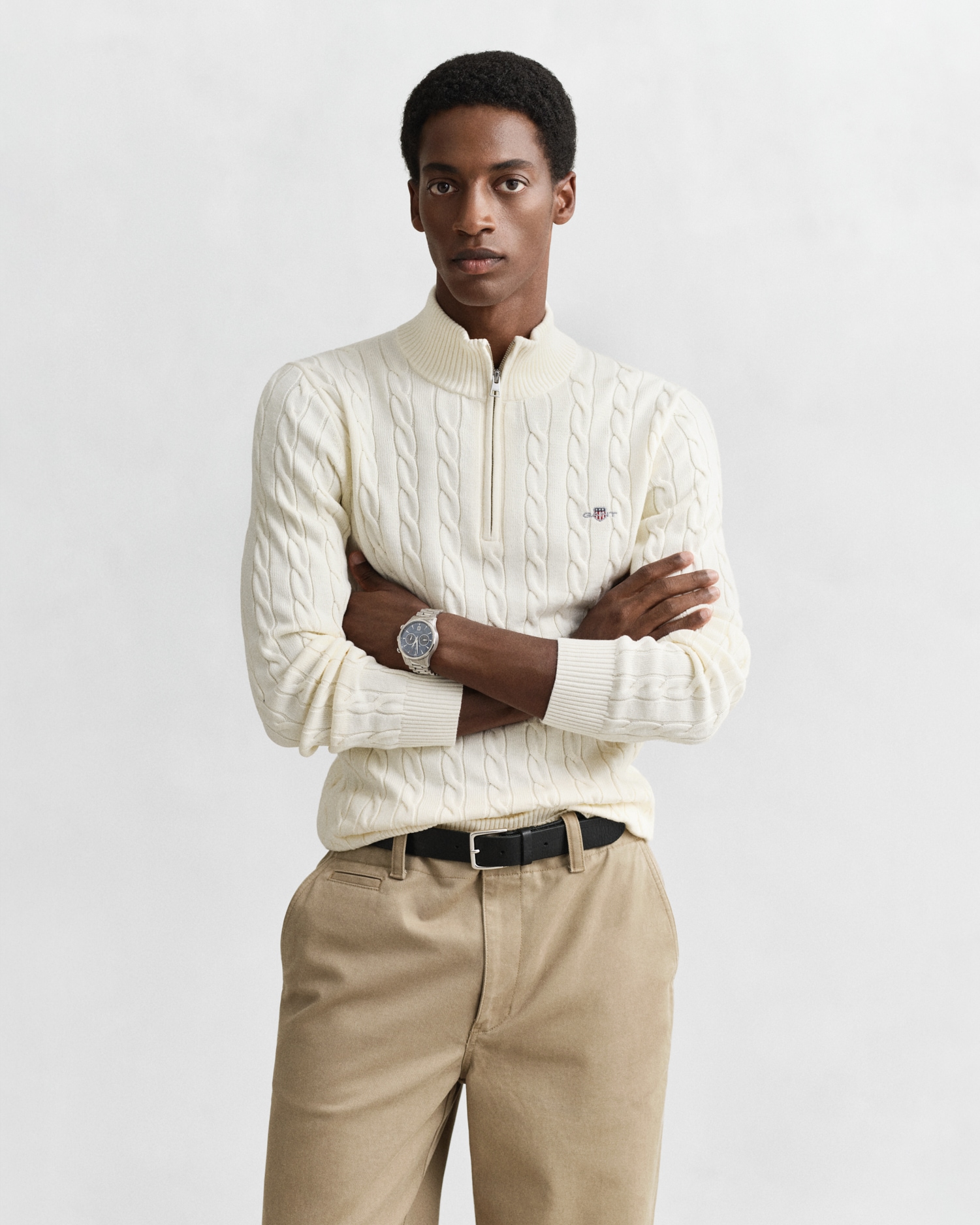 Gant Strickpullover »COTTON CABLE HALF ZIP« Mit Rundhalsausschnitt