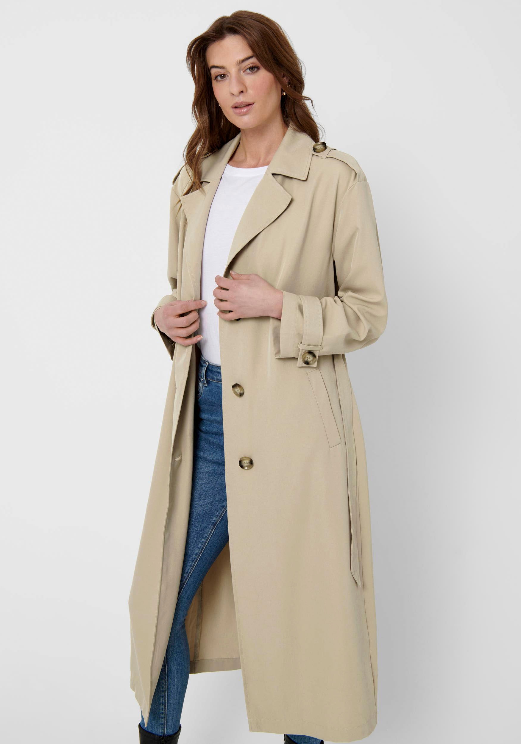 ONLY Trenchcoat »ONLLINE X-LONG TRENCHCOAT OTW NOOS«, mit Bindegürtel an der Taille - 2 Seitentaschen