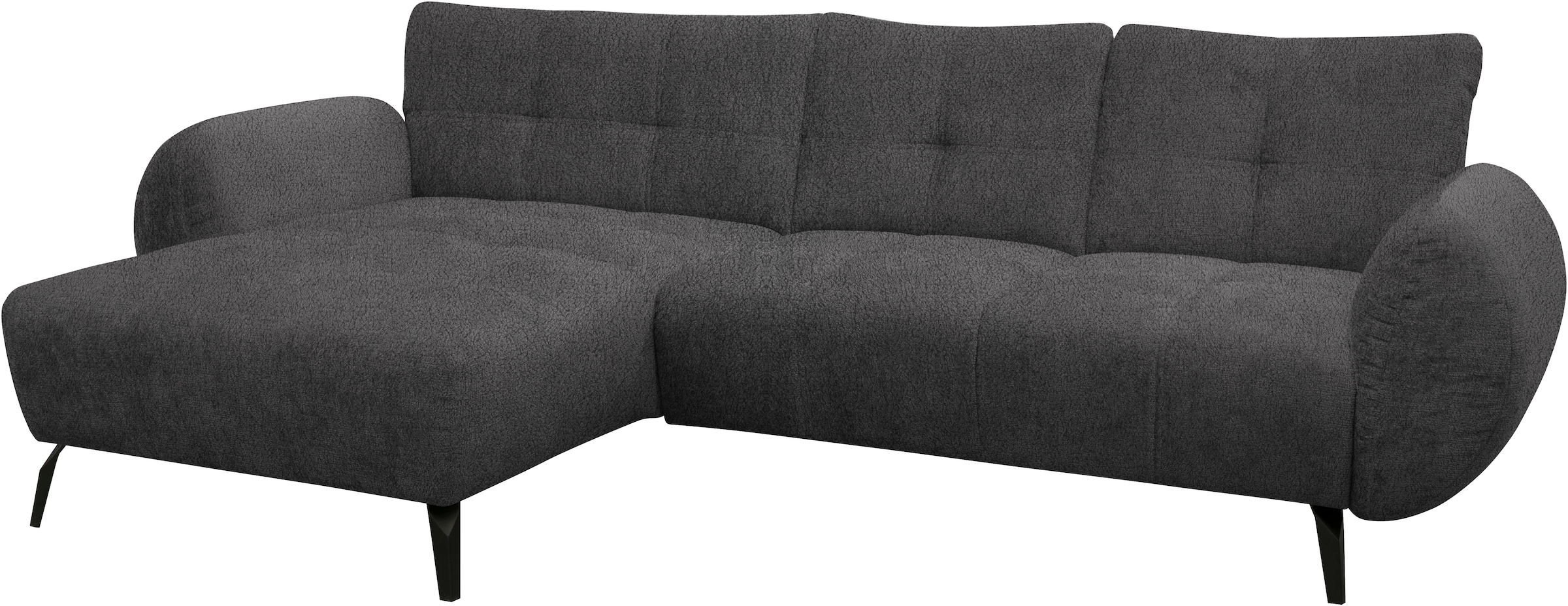 OTTO home Ecksofa »Viborg 261 x 140 cm, mit Steppungen, elegant, modern« L-Form, pflegeleichter Bezug, hohe Füße - passend für Saugroboter!
