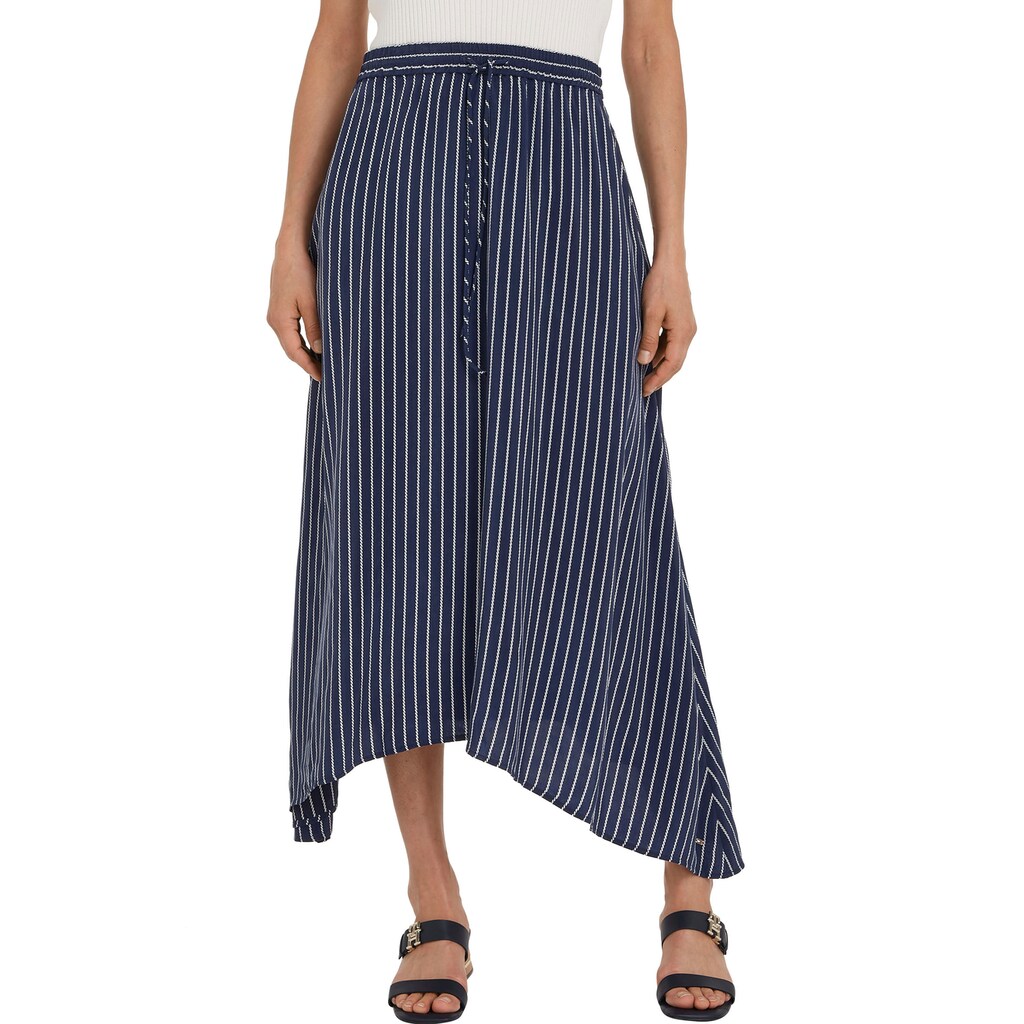 Tommy Hilfiger Midirock »CUPRO ROPE STP MIDI SKIRT«