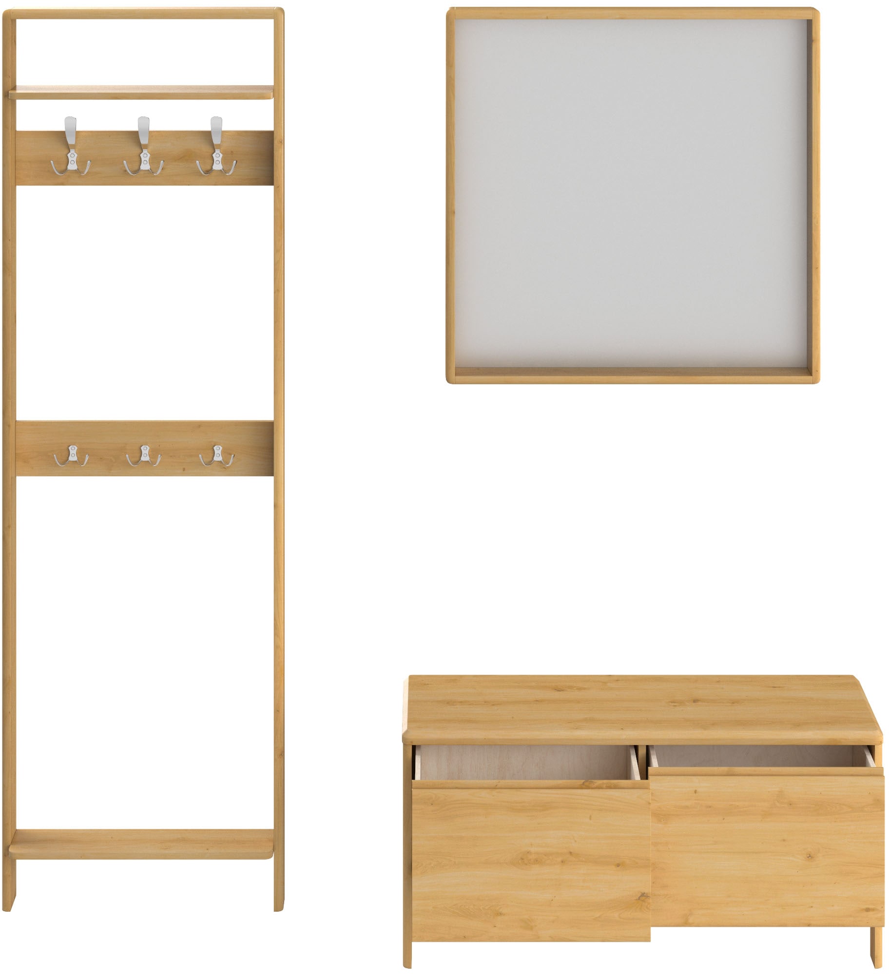 Home affaire Garderoben-Set »Luven«, (Set, 3 St.), zertifiziertes Massivholz, bestehend aus Spiegel, Paneel und Kommode