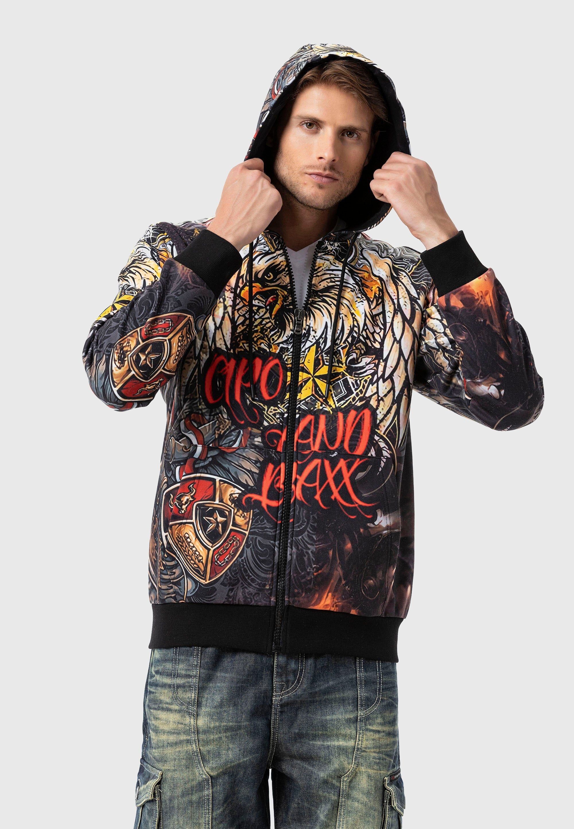Cipo & Baxx Strickpullover »Cipo & Baxx Sweatjacken« mit Allover-Print