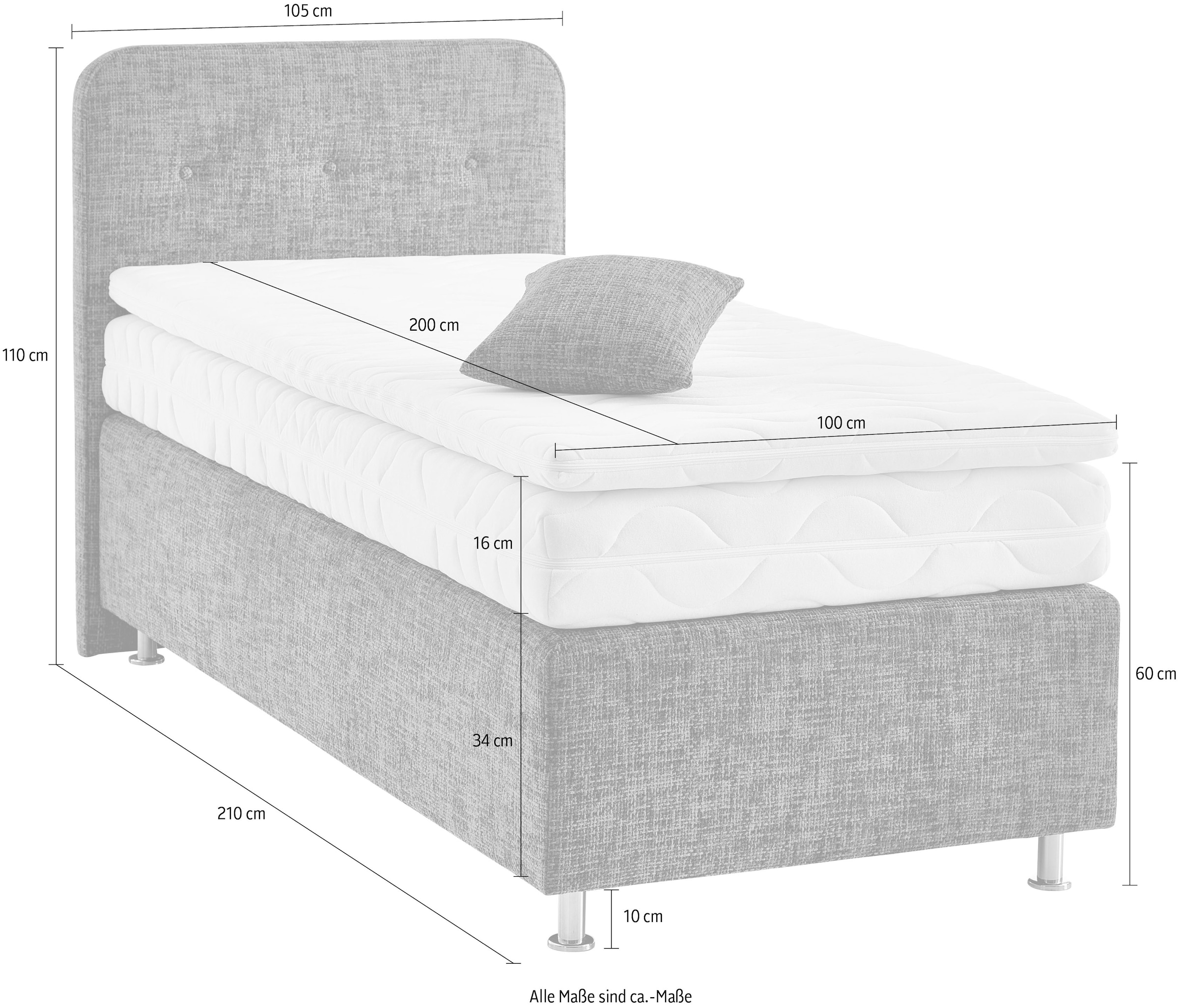 Westfalia Schlafkomfort Boxspringbett »Sapporo« Inkl. Zierkissen, wählbar in H2, H3 & H4