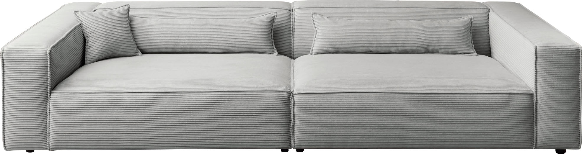 LeGer Home by Lena Gercke 3-Sitzer »PIARA, XXL Sofa mit Kedernaht, Big-Sofa in Cord oder Leinenoptik«, schwarze Füße, bequemer Sitzkomfort, extra tiefe Sitzfläche