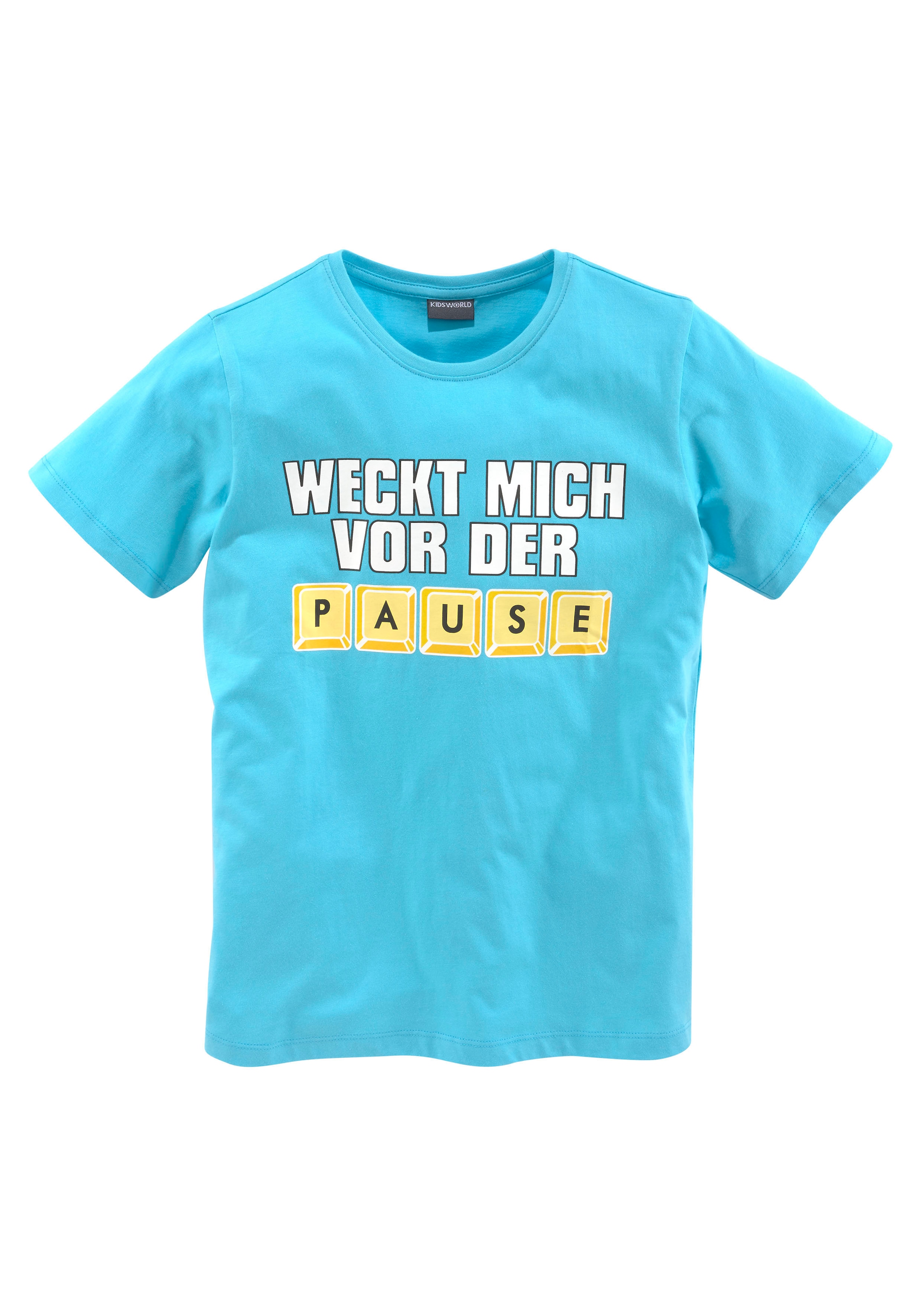 KIDSWORLD T-Shirt »WECK MICH VOR DER PAUSE«, Spruch bei | T-Shirts