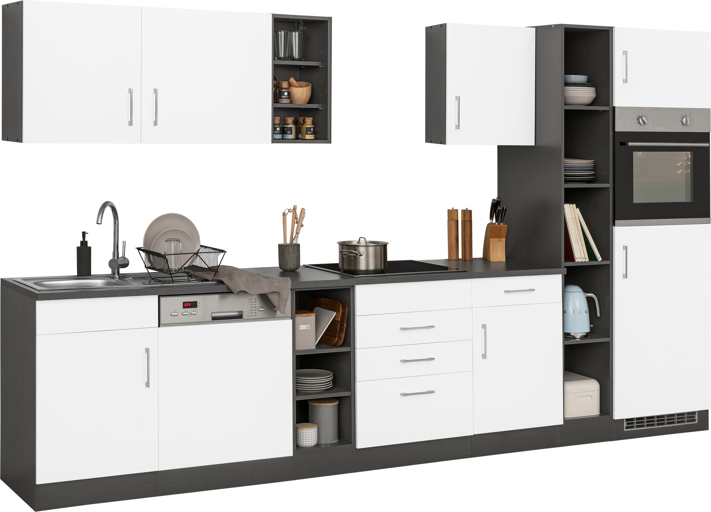 KOCHSTATION Küchenzeile »KS-Paris – Küchen mit einzigartigen Fotomotiven auf den Fronten« ohne E-Geräte, Breite 340 cm