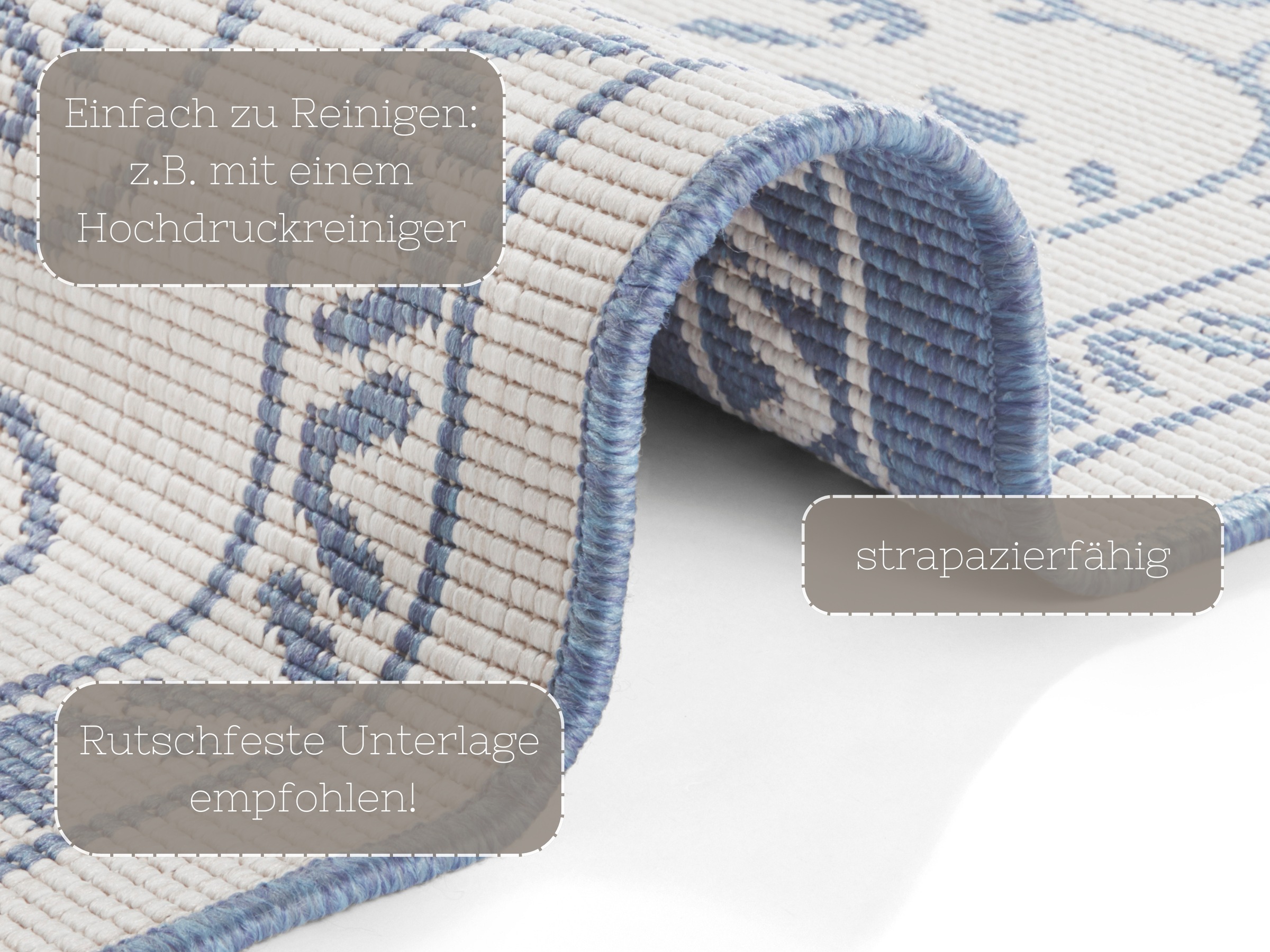 NORTHRUGS Teppich »LEYTE Wendeteppich«, rechteckig, 5 mm Höhe, In-& Outdoor, Teppich, Vintage, Wetterfest, Balkon, Garten, Wohnzimmer