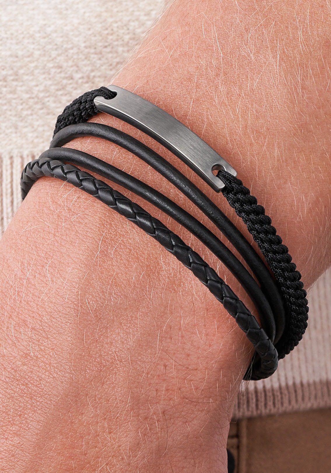 Fossil Armband »Schmuck Geschenk Edelstahl Leder VINTAGE CASUAL«