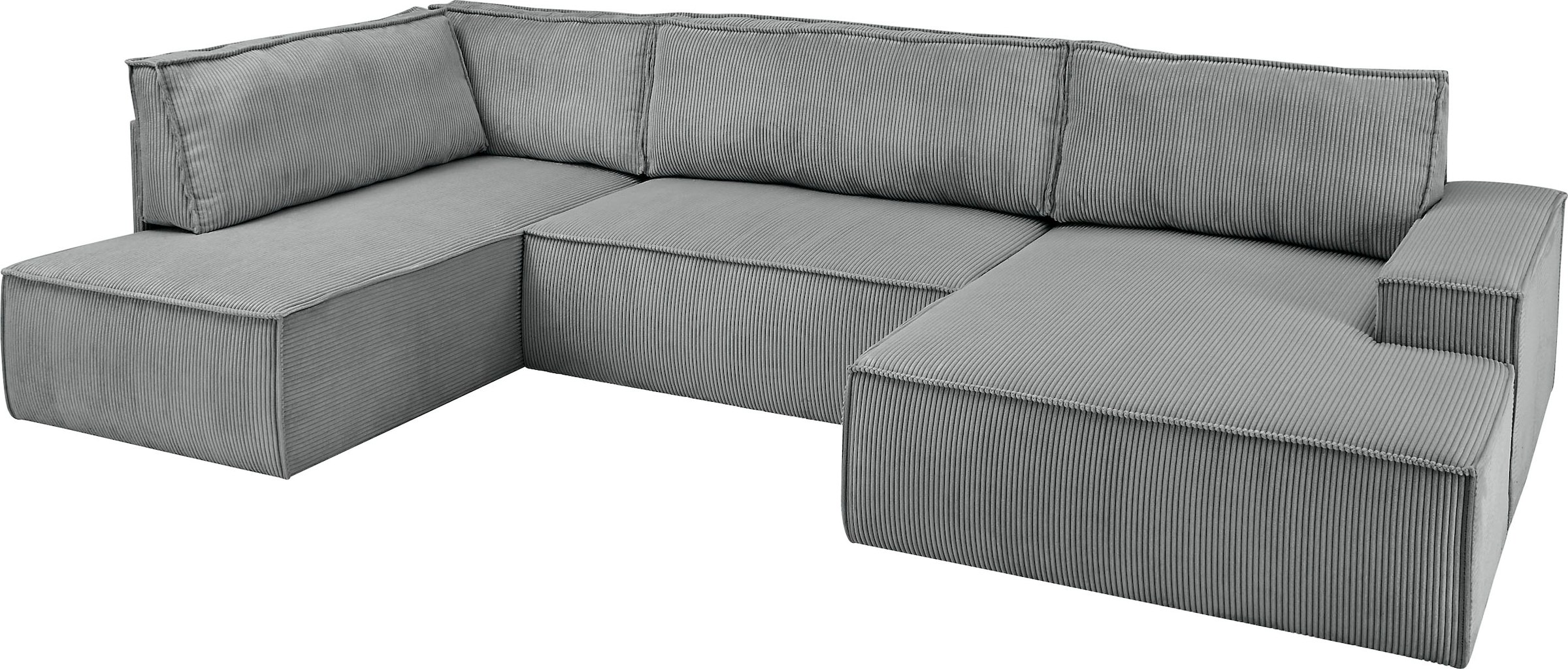 Home affaire Wohnlandschaft »SHERWOOD XXL 329 cm, U-Form, Schlafsofa,«, Schlaffunktion m. Bettkasten (194x139 cm), Cord, Vintage, Samtvelours