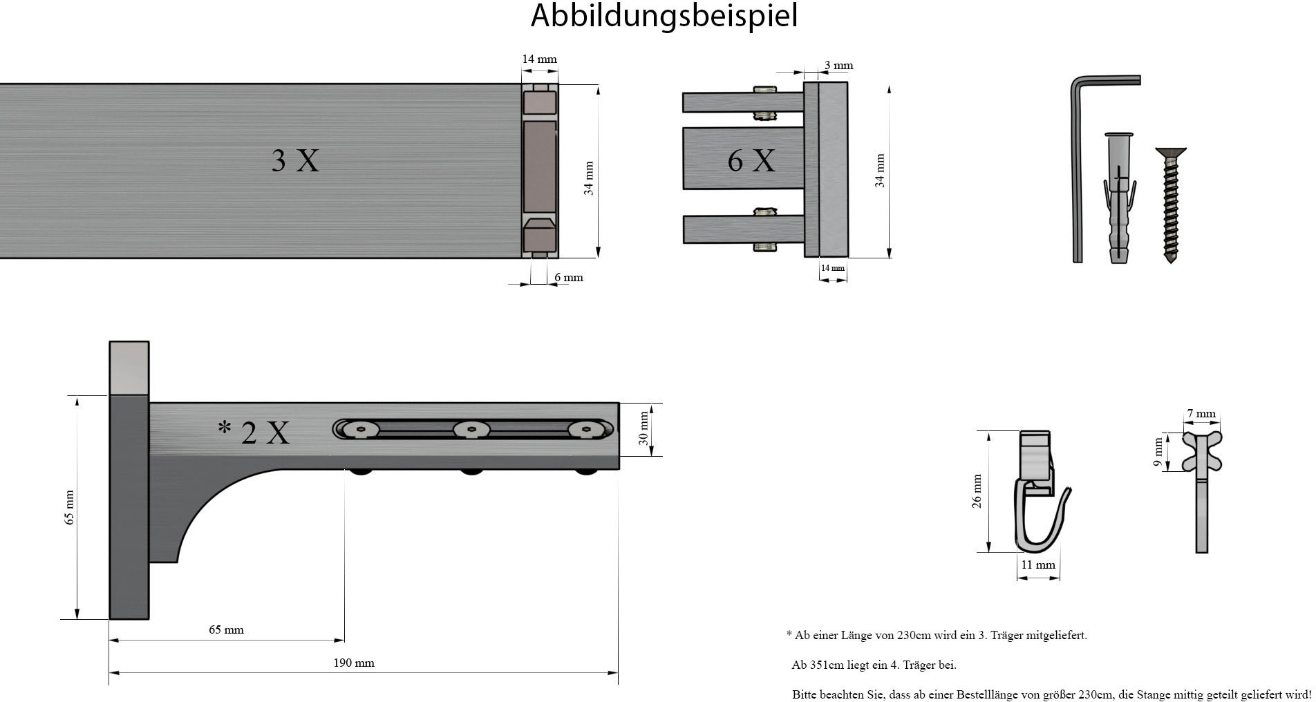 indeko Gardinenstange »Bern«, 1 läufig-läufig, Wunschmaßlänge, Innenlauf  Komplett-Set inkl. Gleitern und Montagematerial