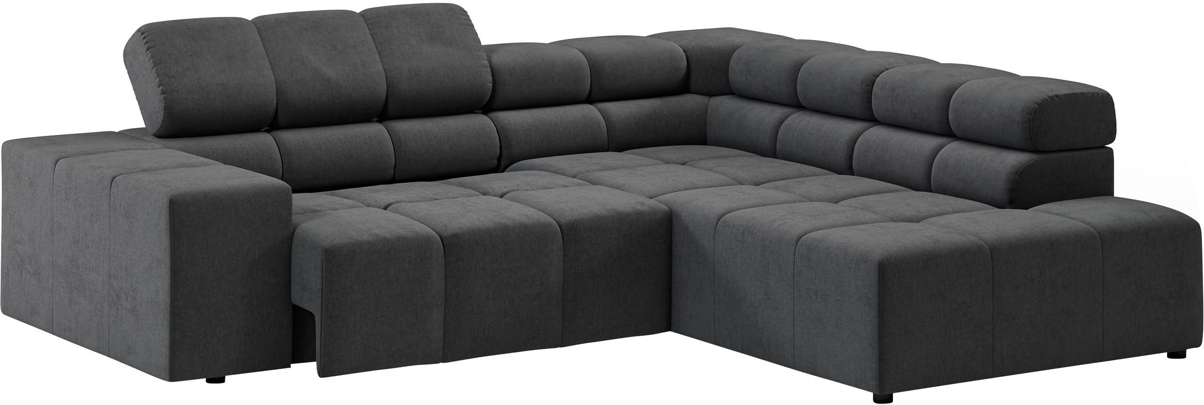 INOSIGN Ecksofa »Ancona, incl. Kopfteilverstellung + 3 Zierkissen, L-Form, bequem«, wahlweise motorische Sitztiefenverstellung, B/T(H: 249/215/70 cm
