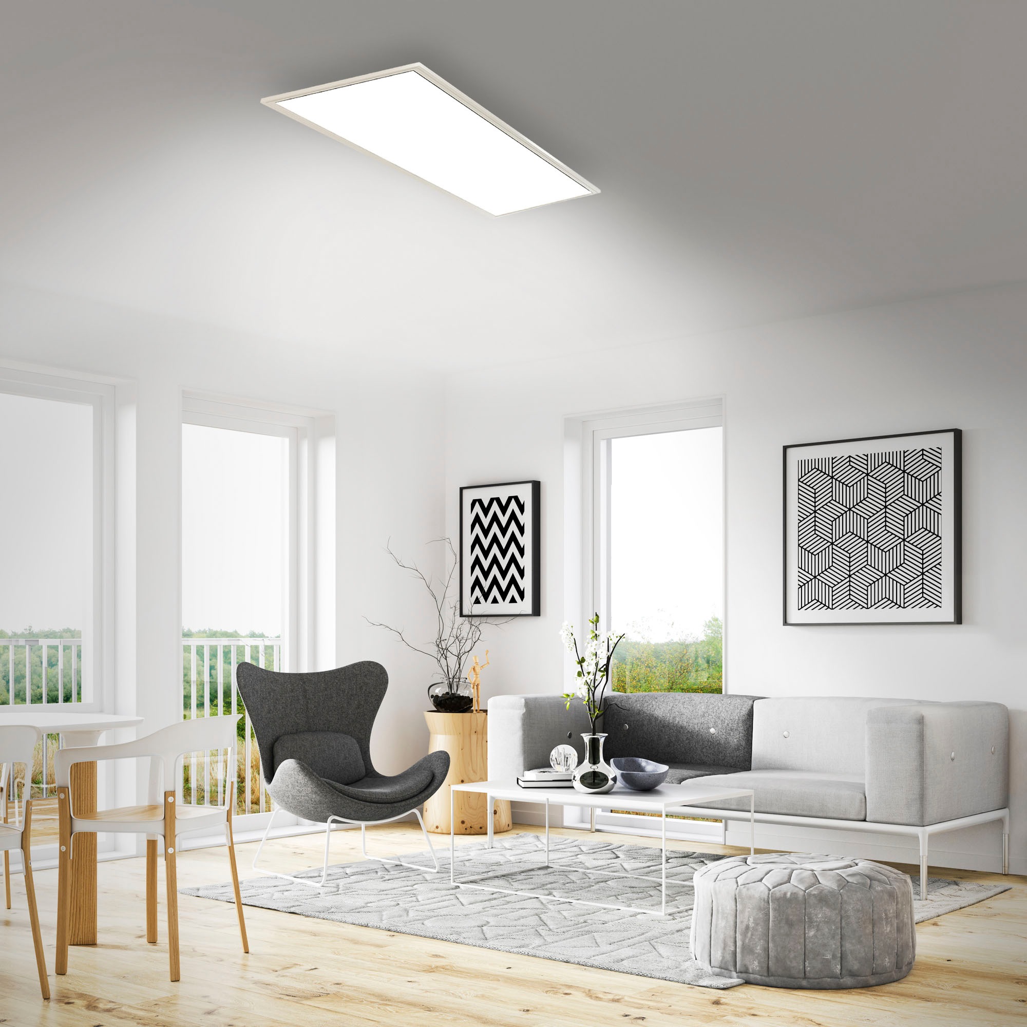 Briloner Leuchten LED Panel »7167016 Piatto«, Leuchtmittel LED-Board | LED fest integriert, Deckenlampe, 100x25x6cm, Weiß, 24W, Wohnzimmer, Schlafzimmer, Küche
