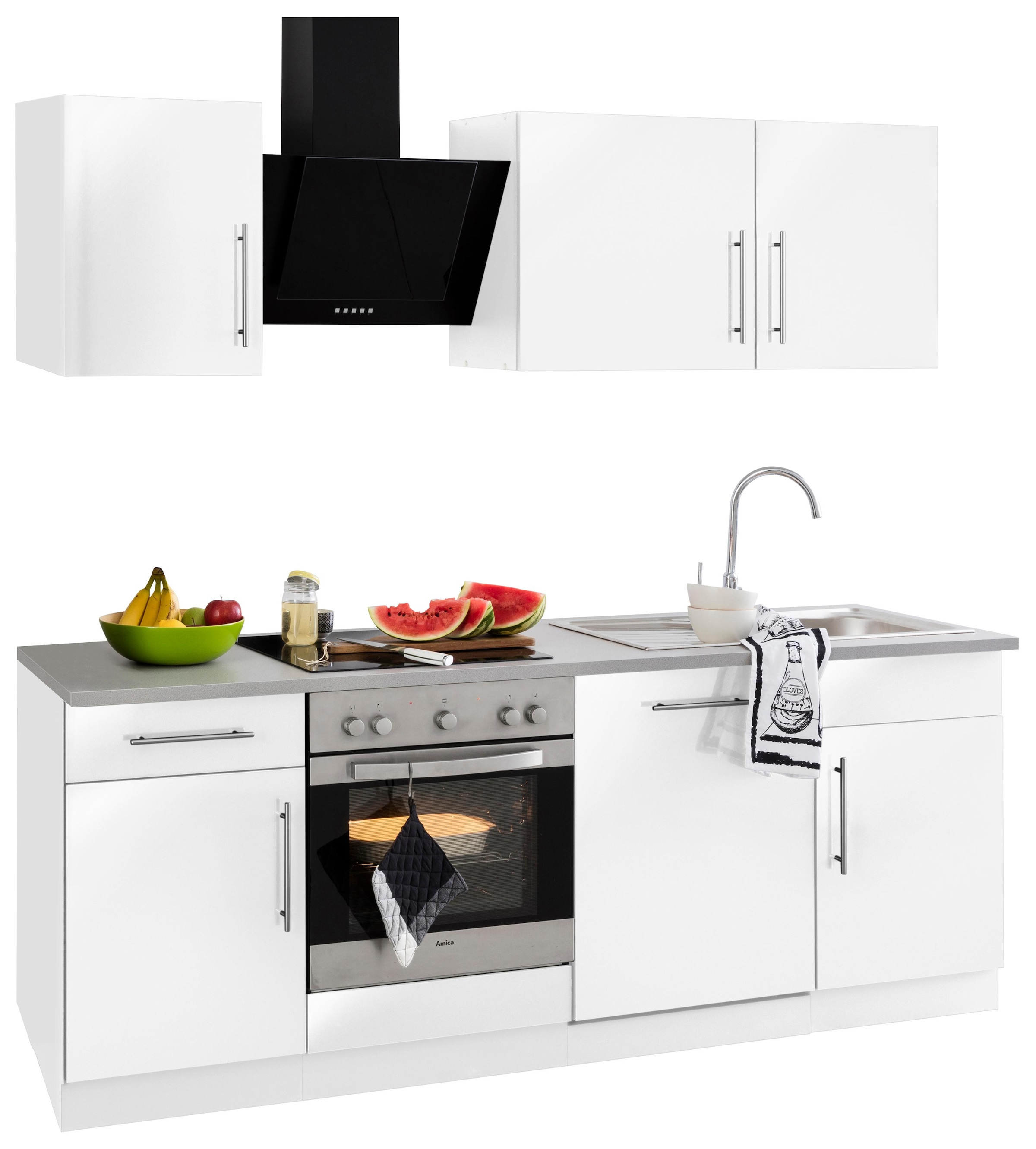 wiho Küchen Küchenzeile »Cali«, 220 mit Metallgriffen mit Rechnung cm auf bestellen E-Geräten, Breite