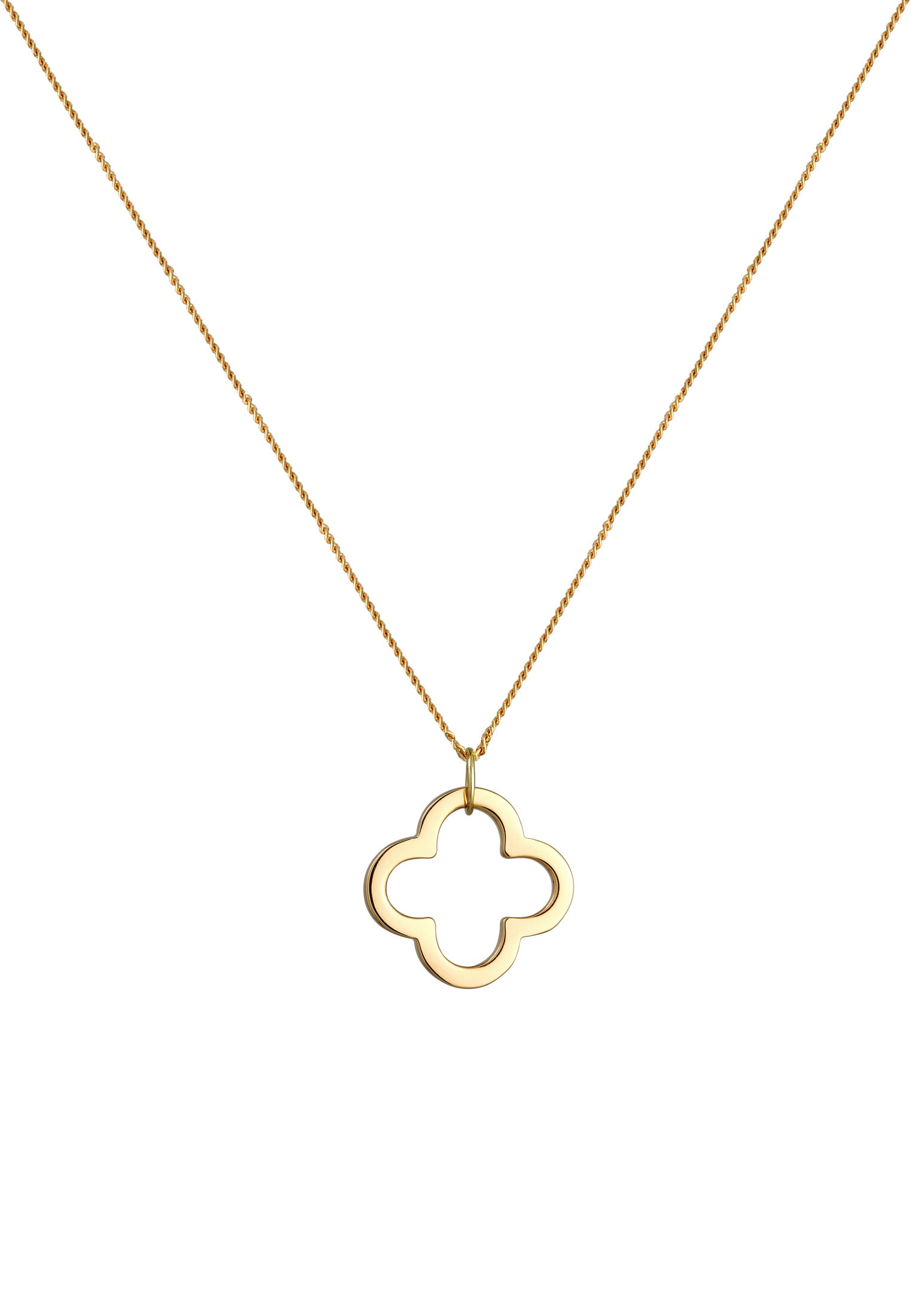 Elli Premium Kette mit Anhänger »Halskette Glücksbringer Kleeblatt 585 Gelbgold«