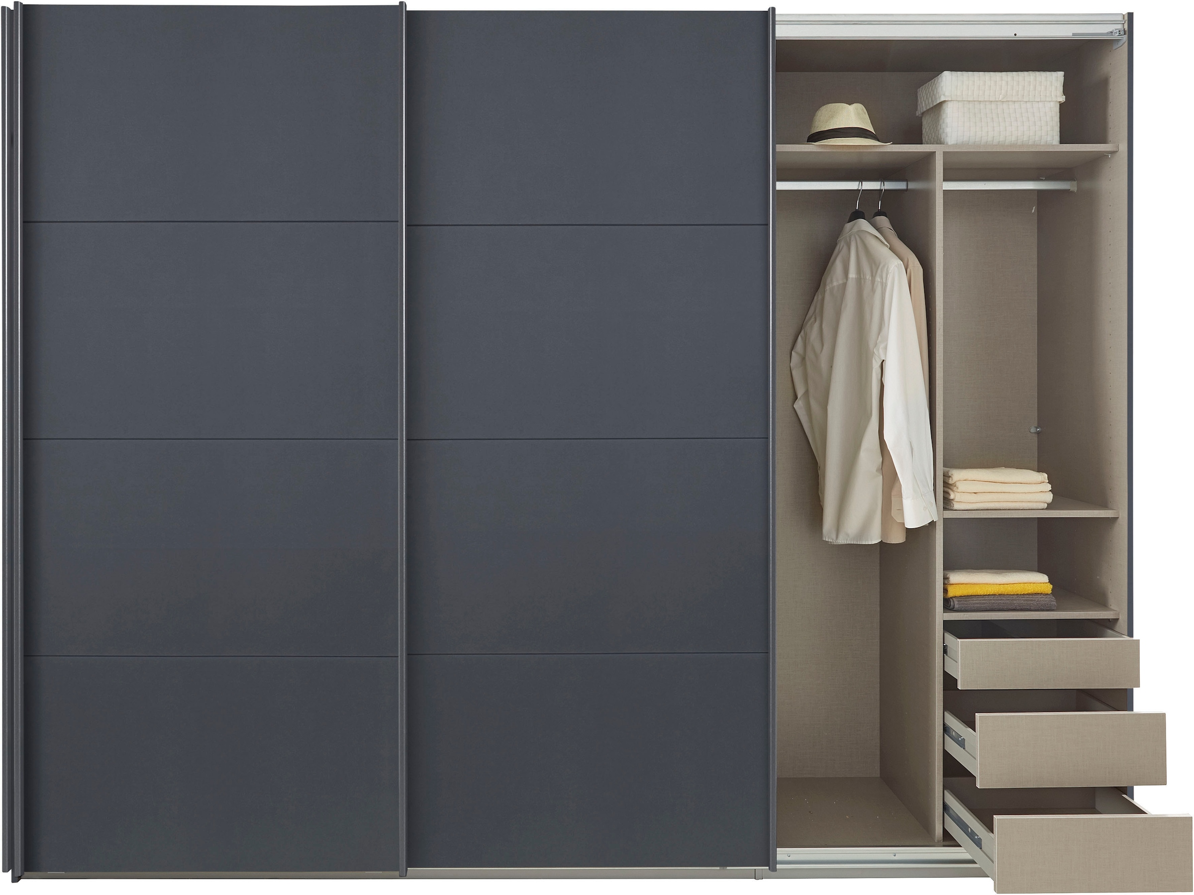 rauch Schwebetürenschrank »Kleiderschrank Schrank Garderobe TOPSELLER OTELI inkl. Inneneinteilung«, mit 3 Innenschubladen sowie zusätzlichen Einlegeböden MADE IN GERMANY