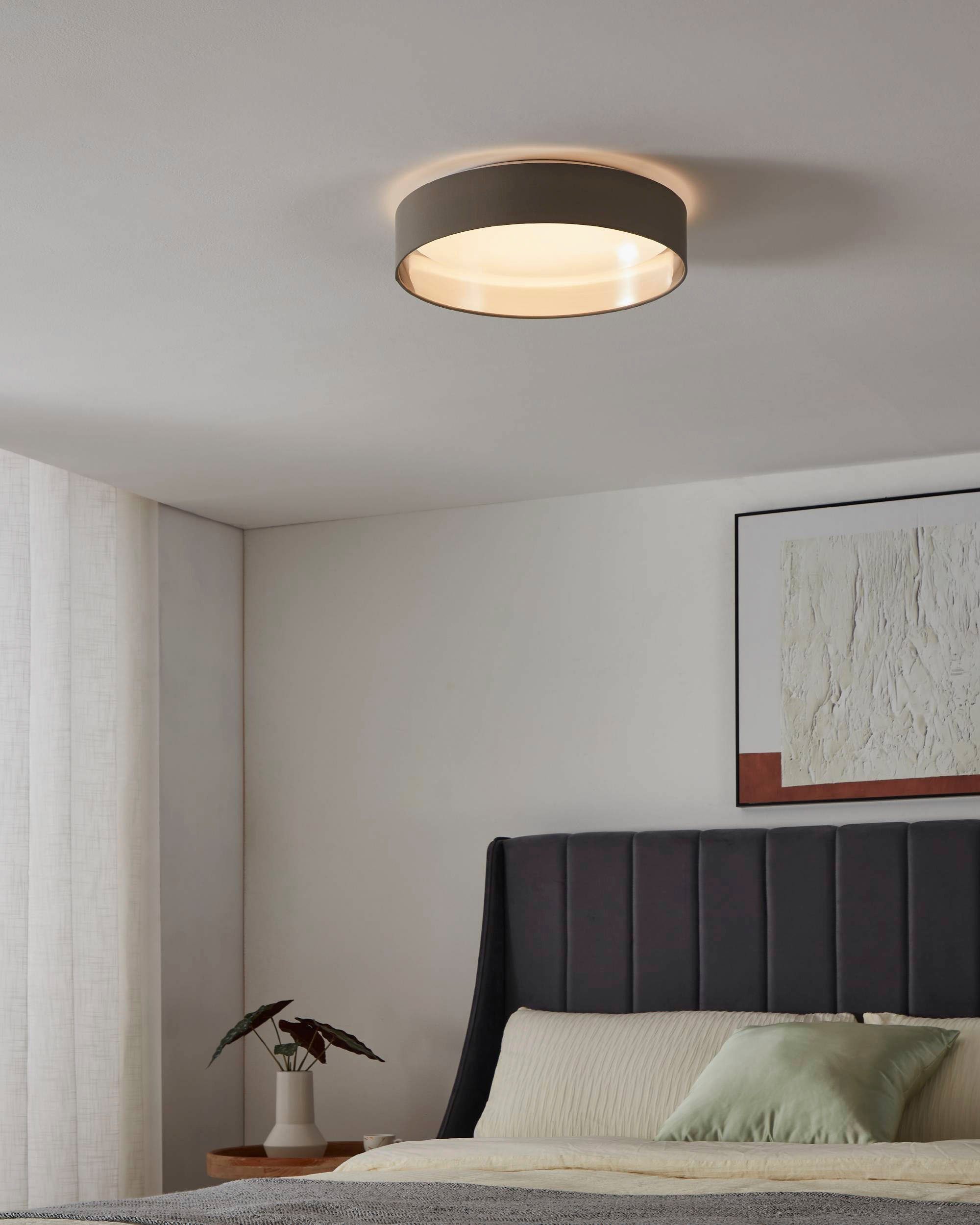 OTTO home LED Deckenleuchte »Merryn« LED-Modul 1 Stk. Neutralweiß | Warmweiß Deckenlampe Ø38 x H9 cm mit Textil-/Stoffschirm, CCT, Fernbedienung