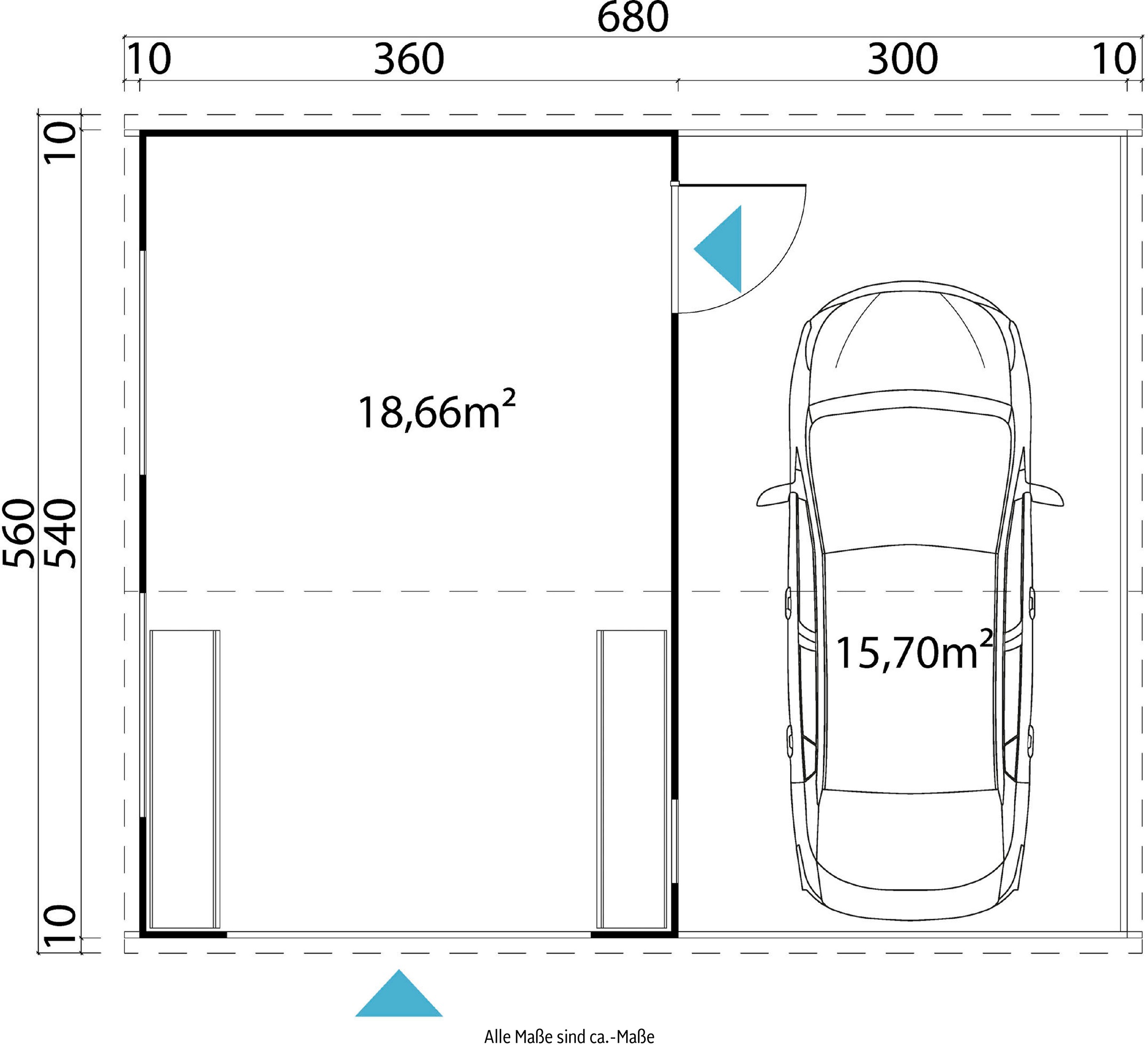LASITA MAJA Garage »Bahamas«, (Set, Mit zusätzliche Eingang), Garage + Sektionaltor