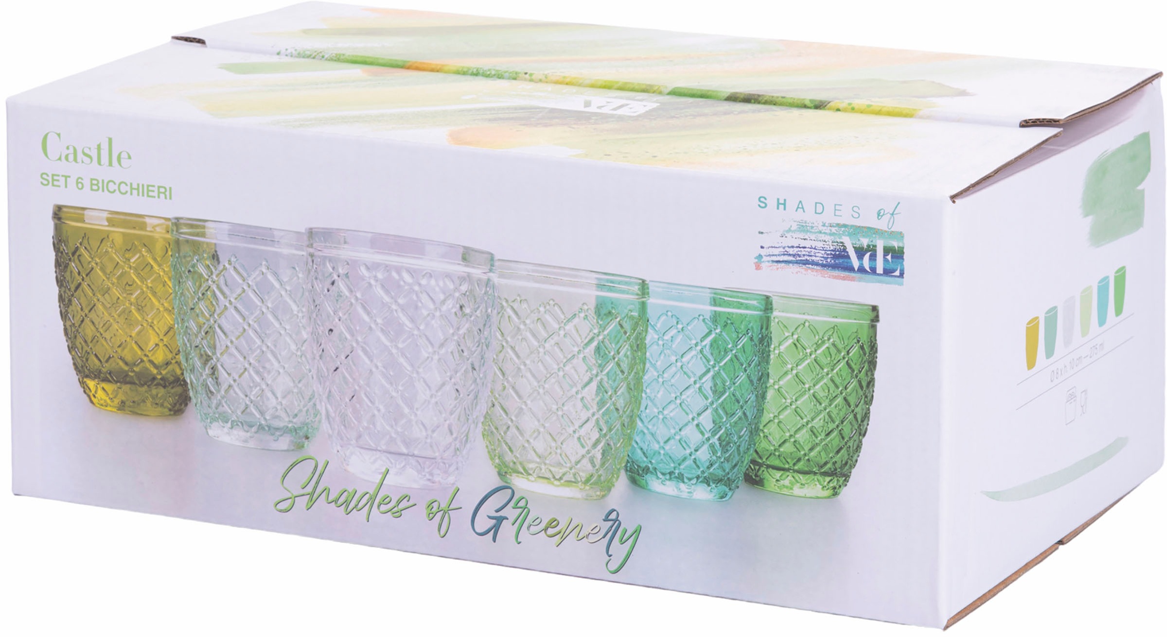Villa d'Este Gläser-Set »Castle Greenery«, (Set, 6 tlg.), Wassergläser-Set, 6-teilig, Inhalt 350 ml