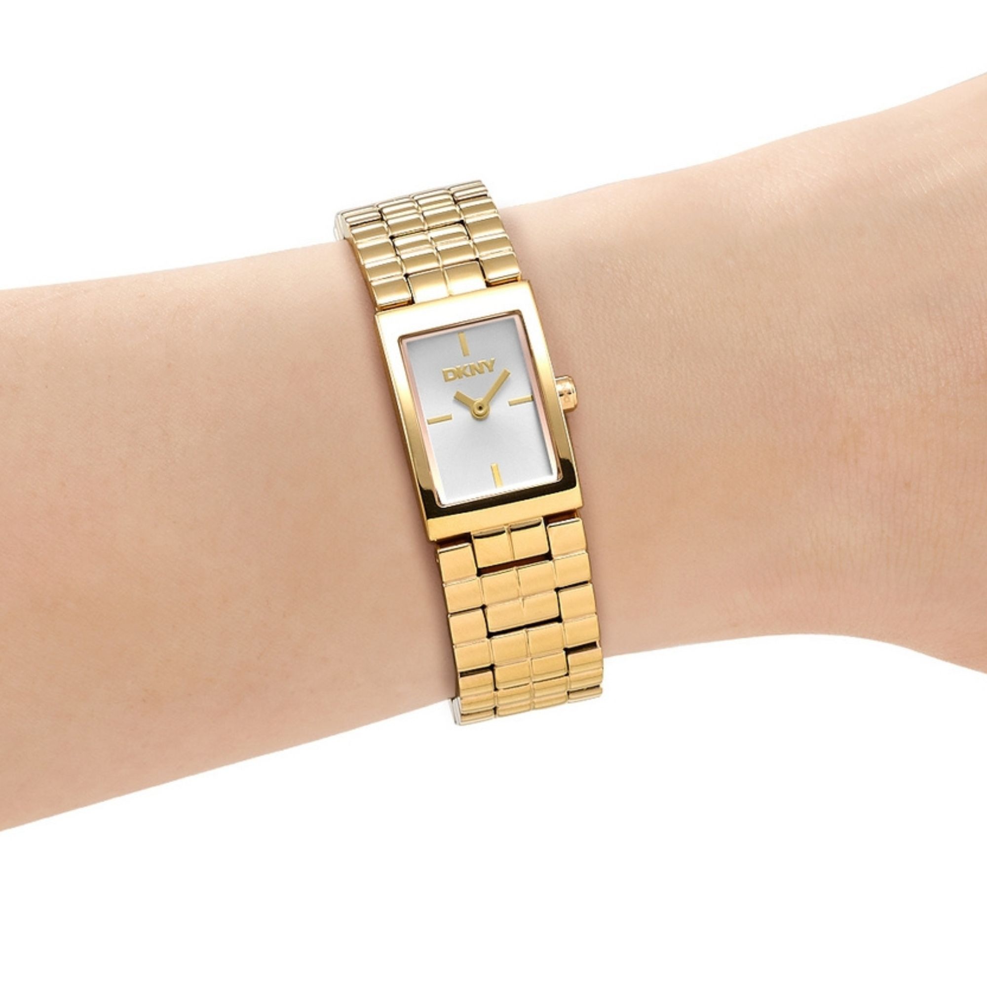 DKNY Quarzuhr »Signature square Watch« Armbanduhr, Damenuhr, Edelstahlarmband, analog
