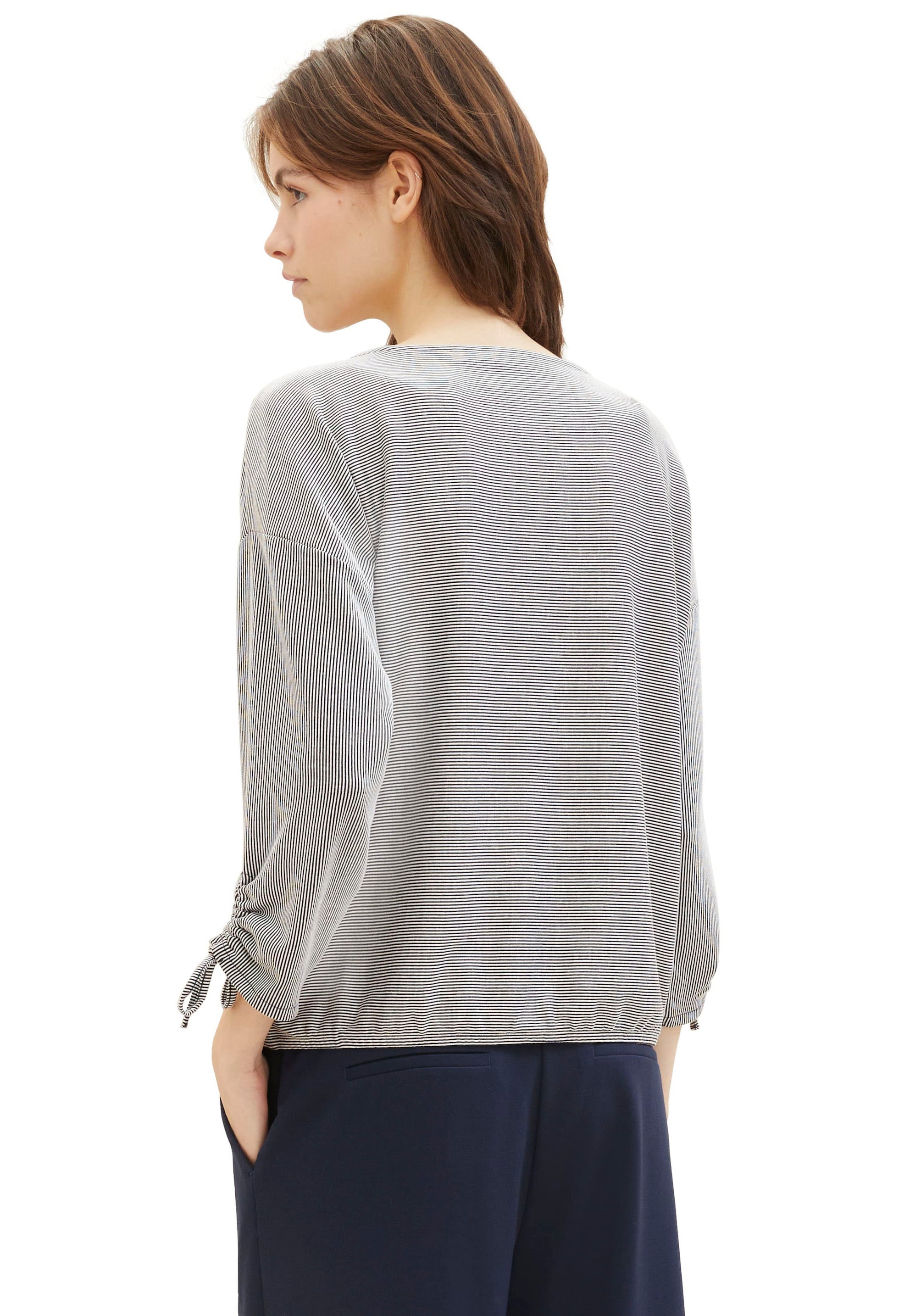 TOM TAILOR Denim 3/4-Arm-Shirt, in feiner Rippoptik