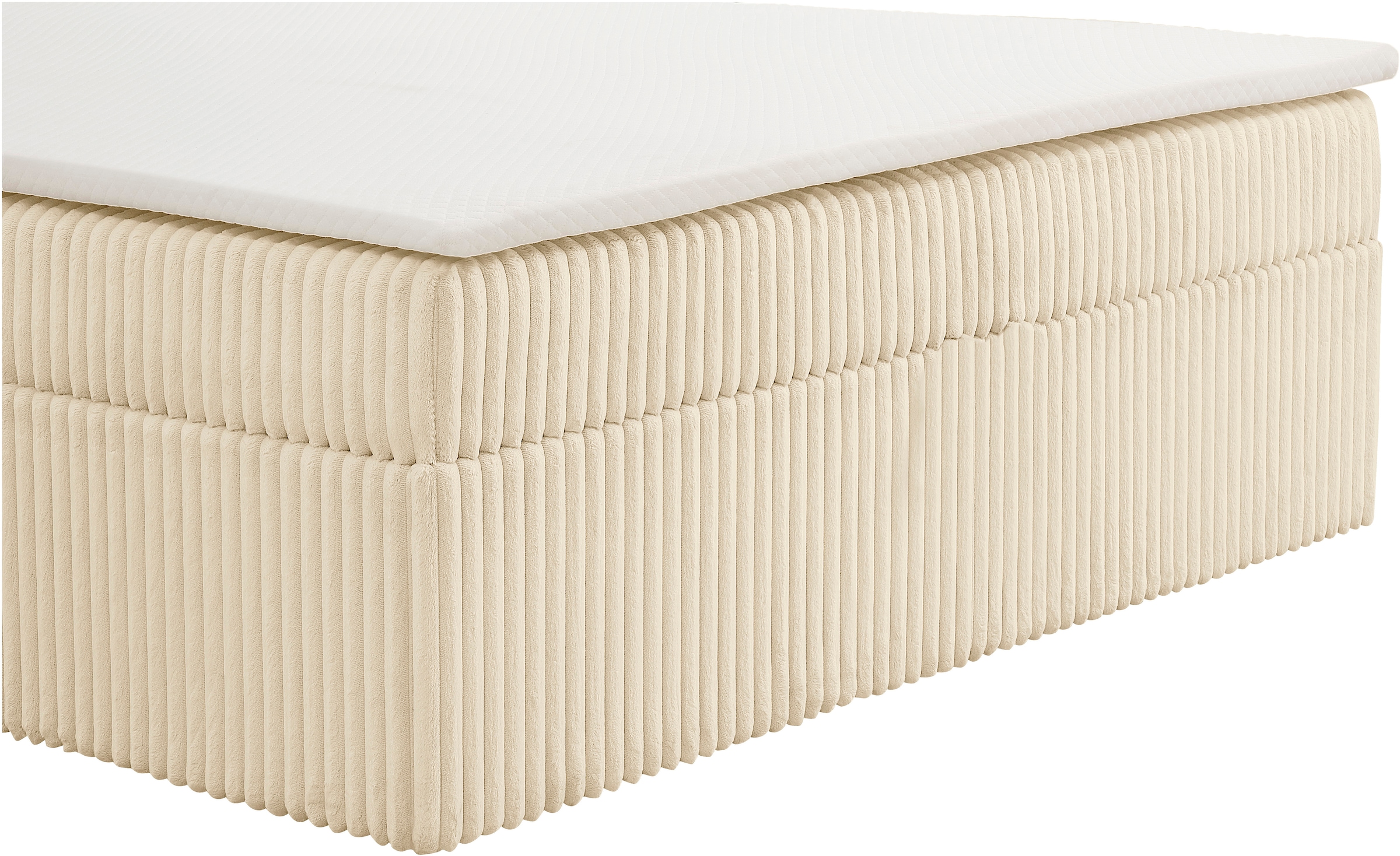 OTTO home Polsterbett »TIFFANY, Boxbett mit Bettkasten, inkl. Taschenfederkernmatratze (H3)« mit Kaltschaumtopper, Breitcord-Bezug, 140x200 & 180x200 cm