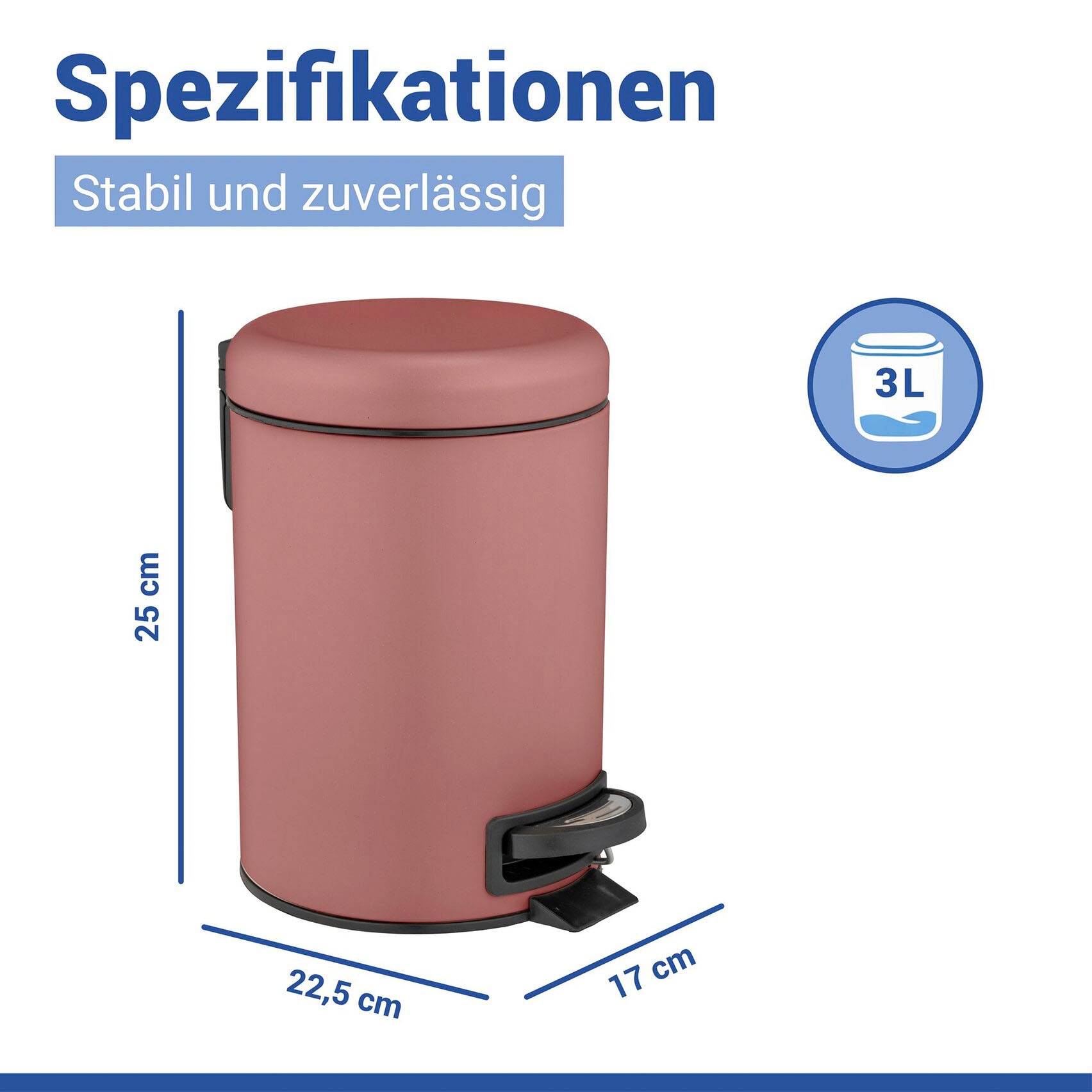 WENKO Kosmetikeimer »Leman« 3 Liter, BxTxH: 17x25x22,5 cm