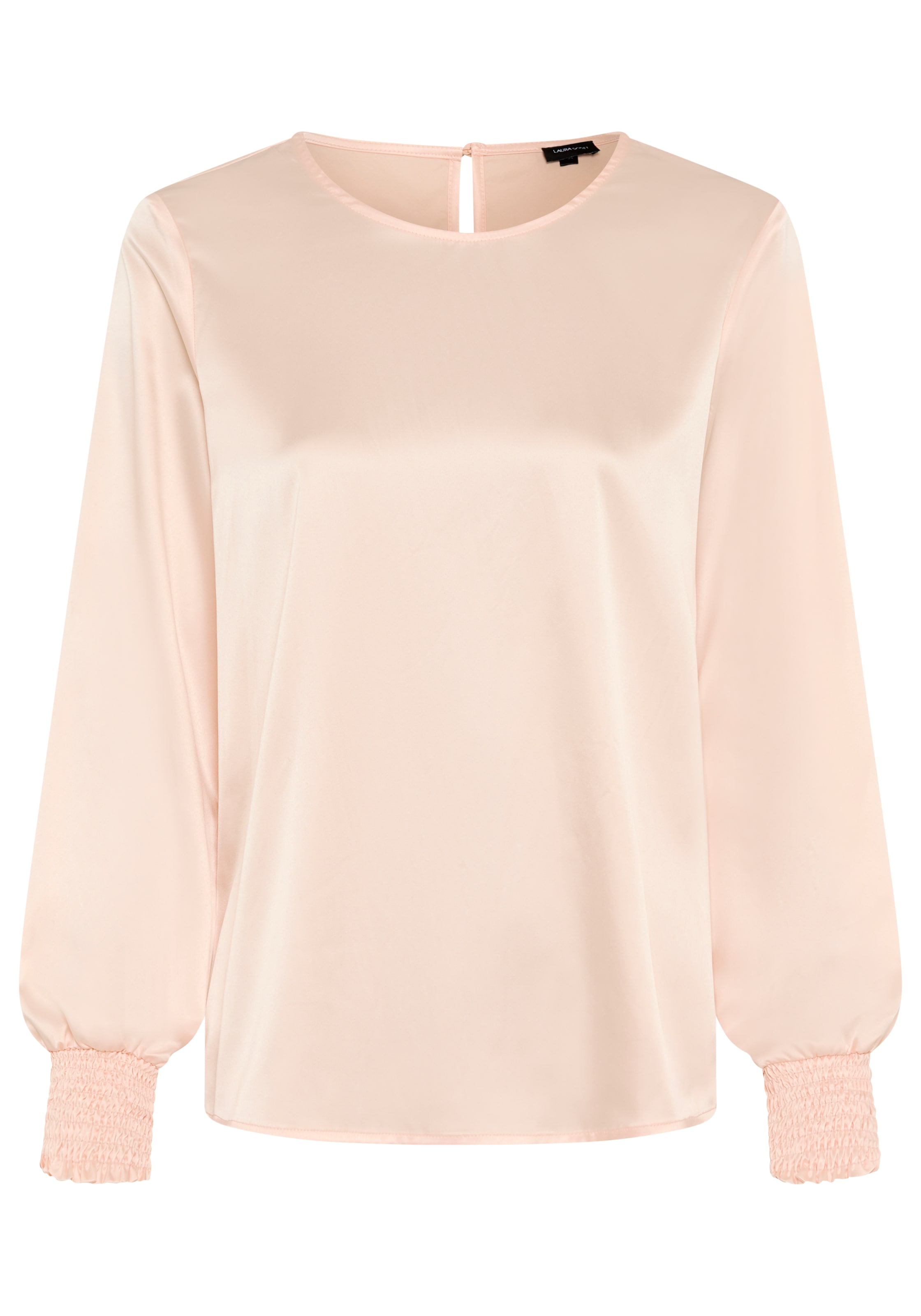 Laura Scott Schlupfbluse Festliche Satin-Bluse, Elastikbündchen am Ärmel, glänzender Stoff